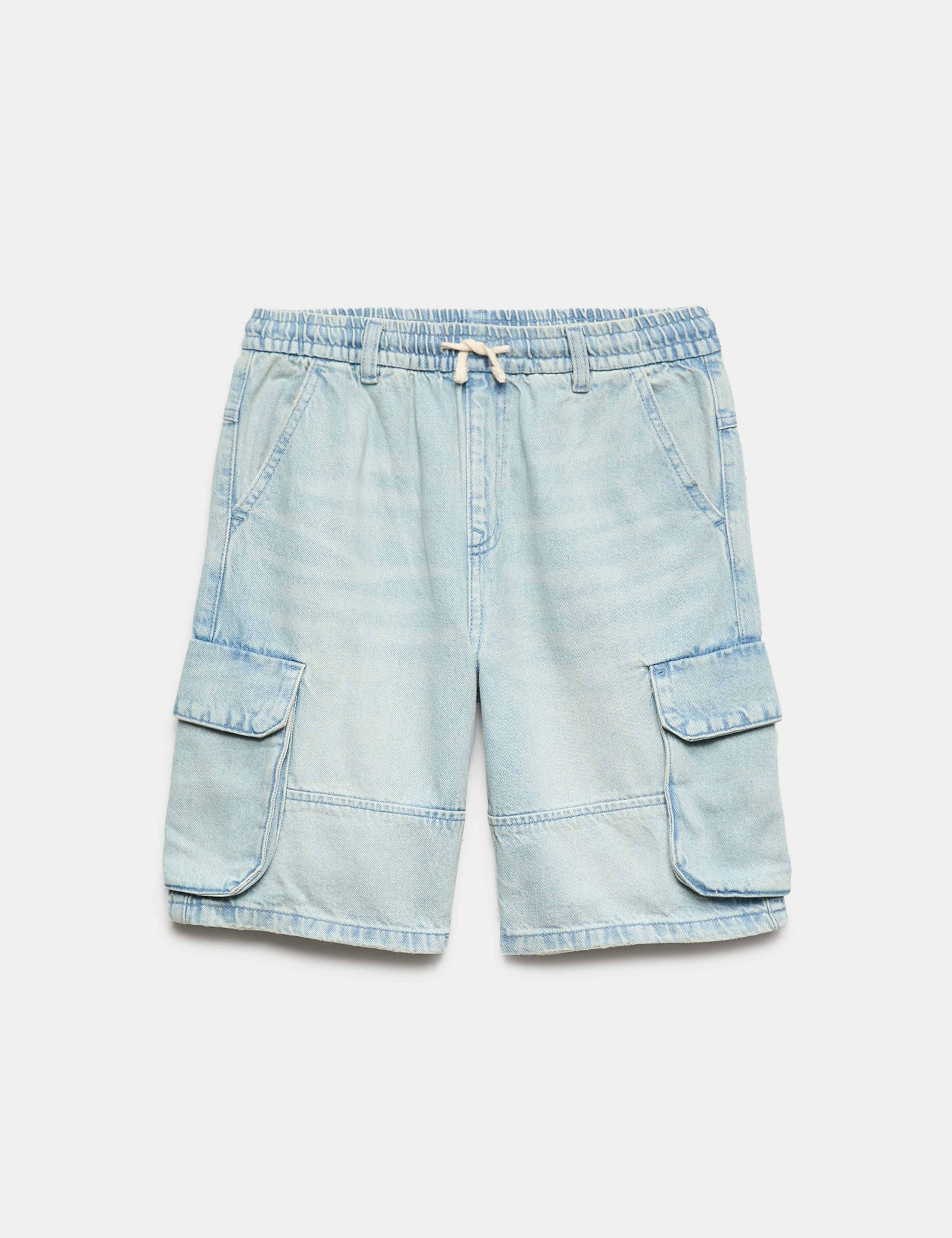Pure Cotton Denim Cargo Shorts (6-16 Yrs)