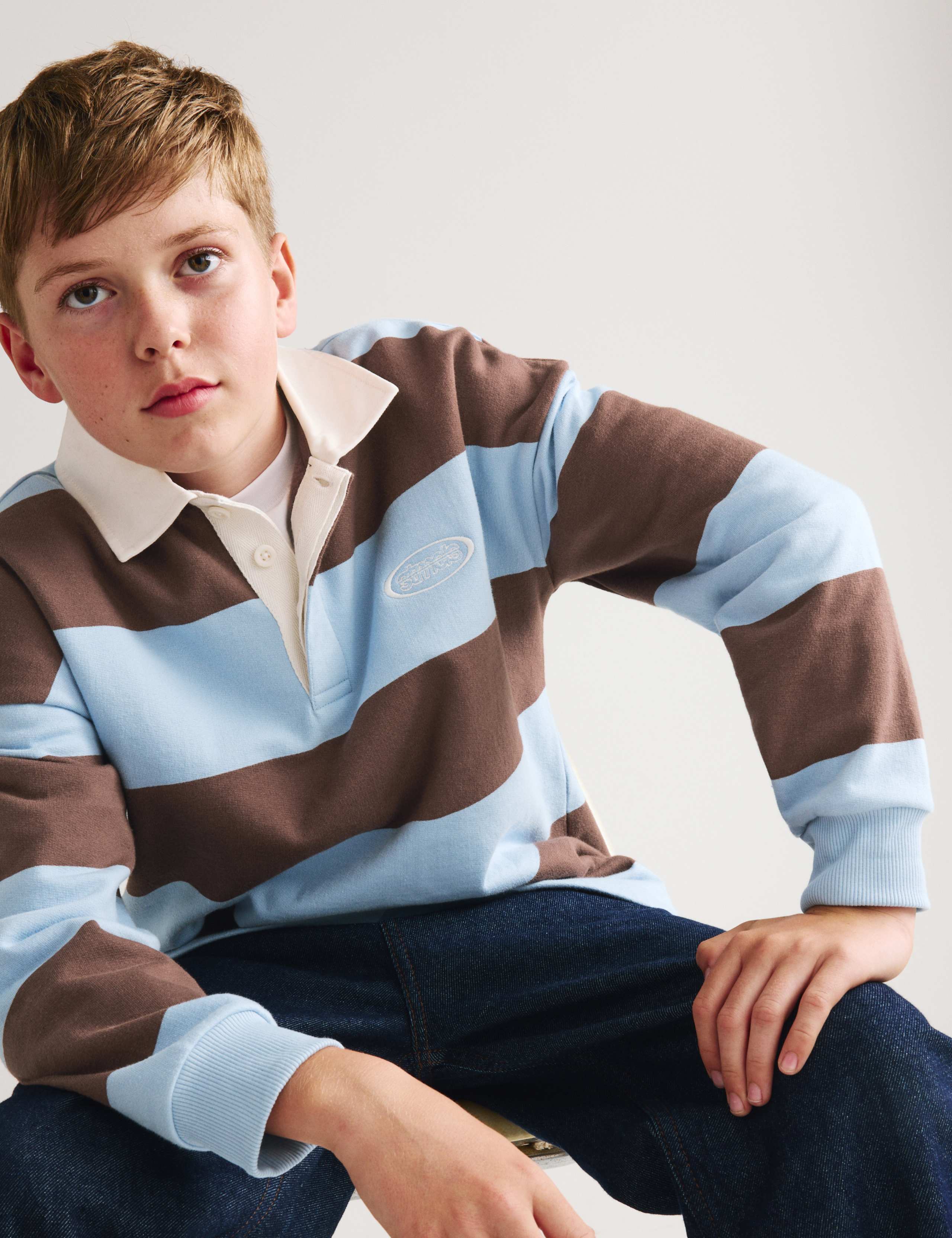 Pure Cotton Striped Rugby Sweatshirt (6-16 Yrs)