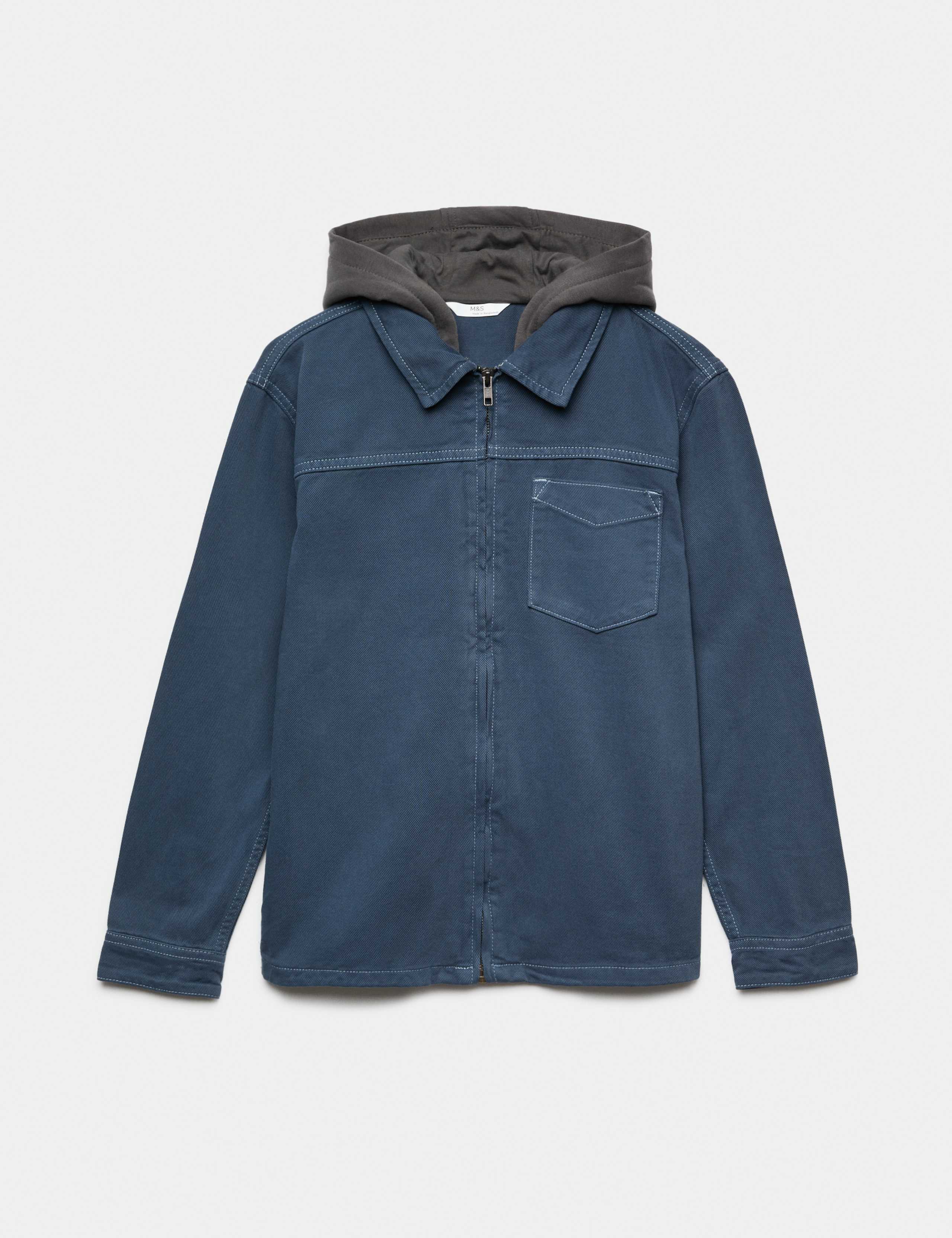 Cotton Rich Hooded Zip Shirt (6-16 Yrs)