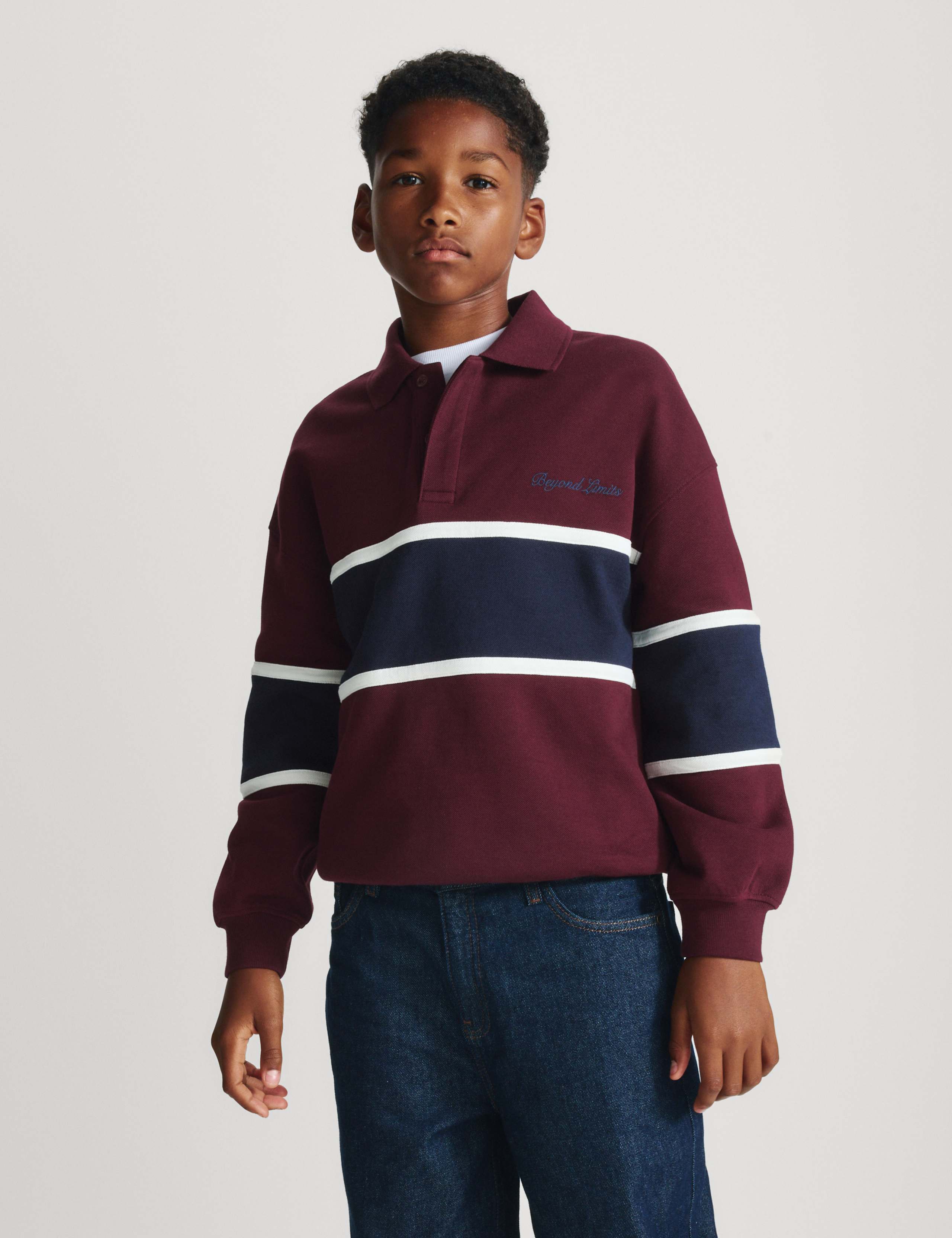 Cotton Rich Colour Block Rugby Sweatshirt (6-16 Yrs)
