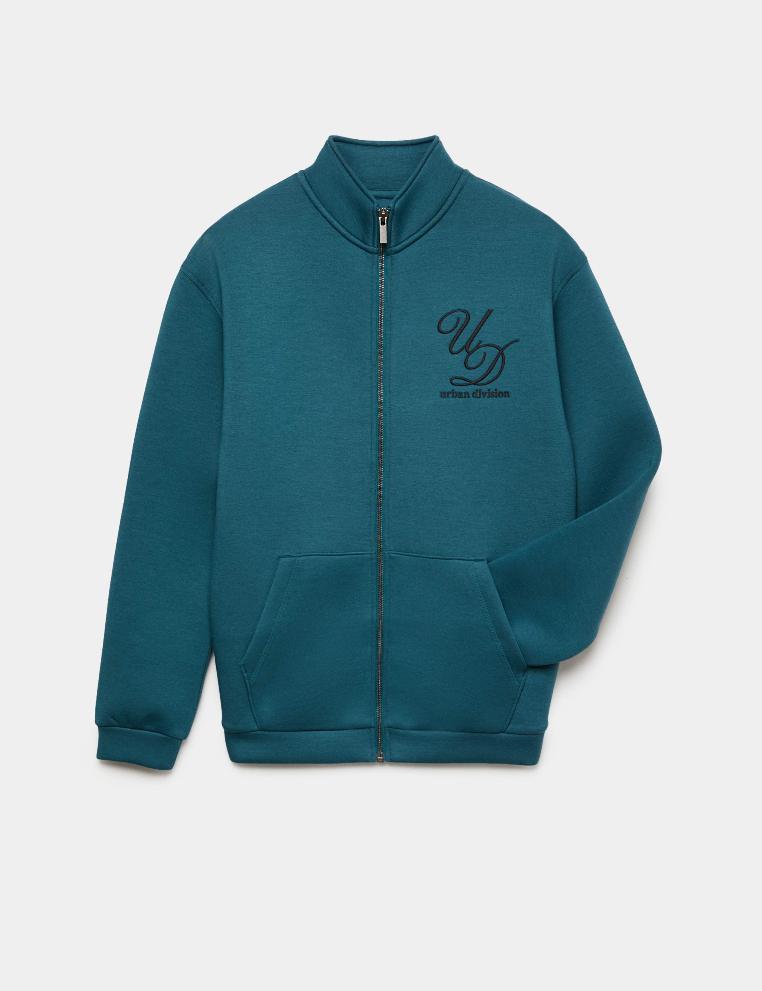 Embroidered Zip Sweatshirt