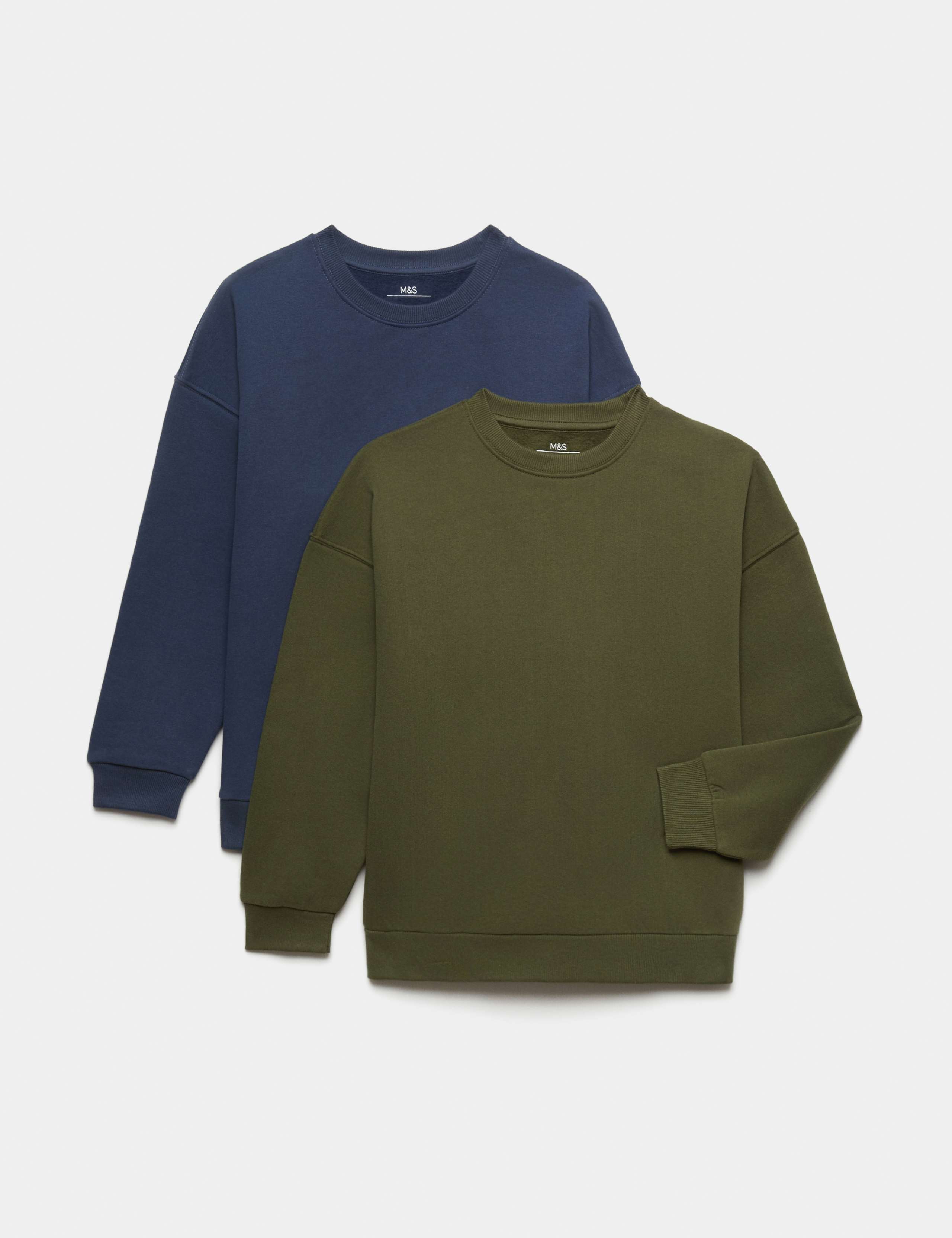 2 Pack Cotton Rich Plain Sweatshirts (6-16 Yrs)