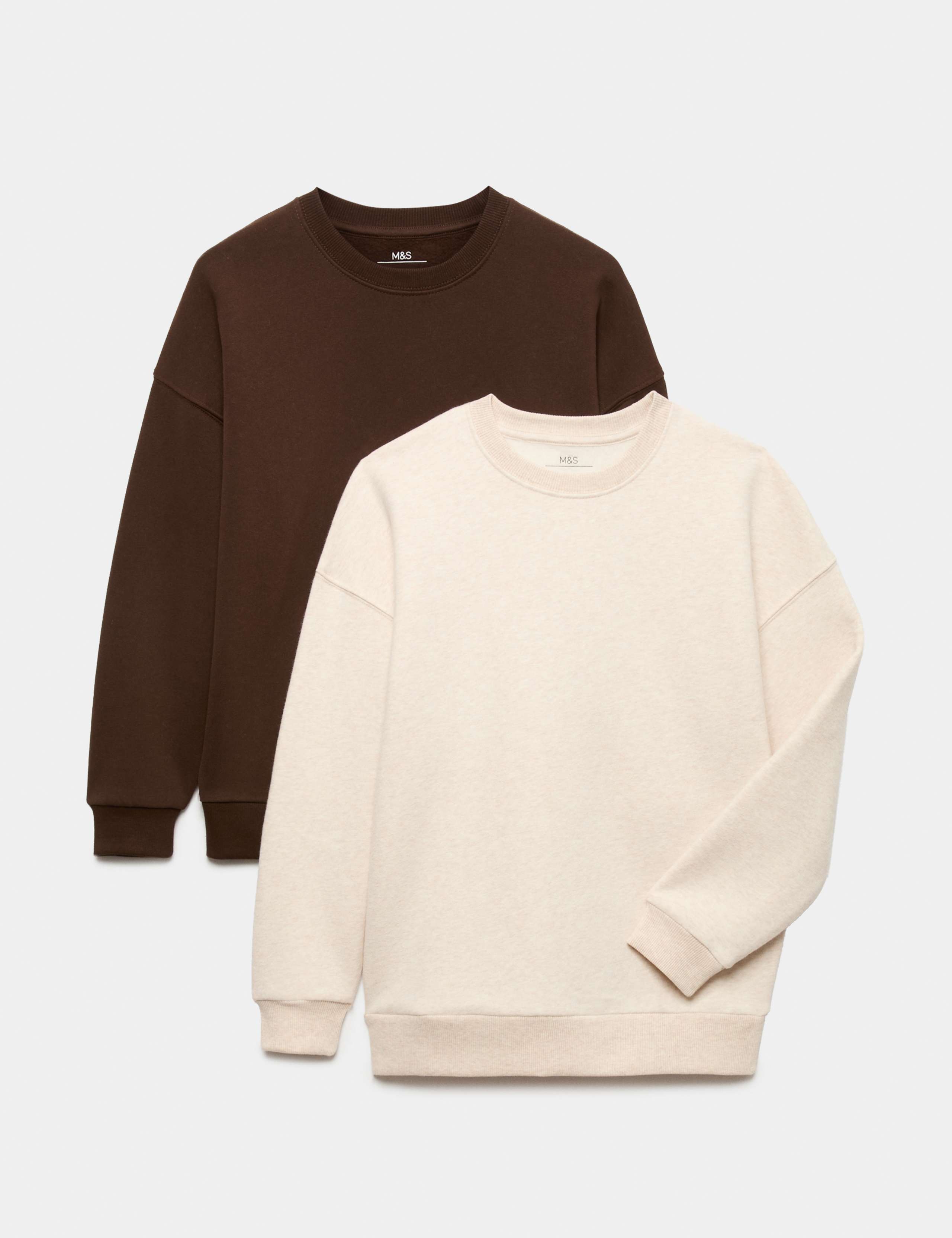 2 Pack Cotton Rich Plain Sweatshirts (6-16 Yrs)
