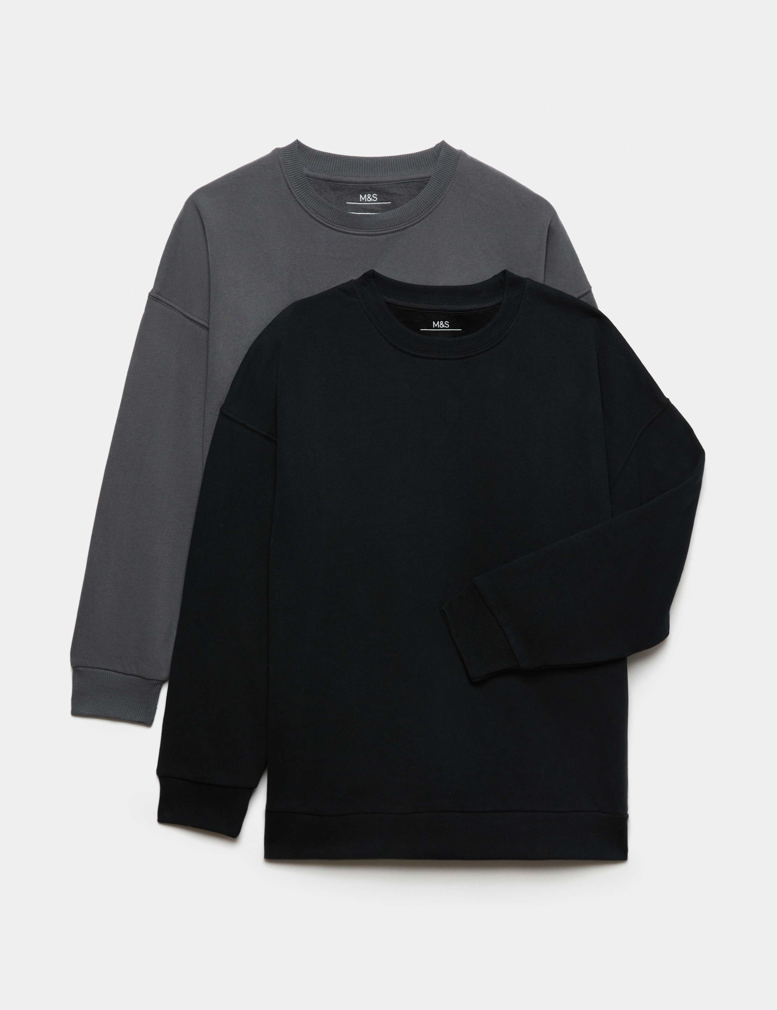 2 Pack Cotton Rich Plain Sweatshirts (6-16 Yrs)