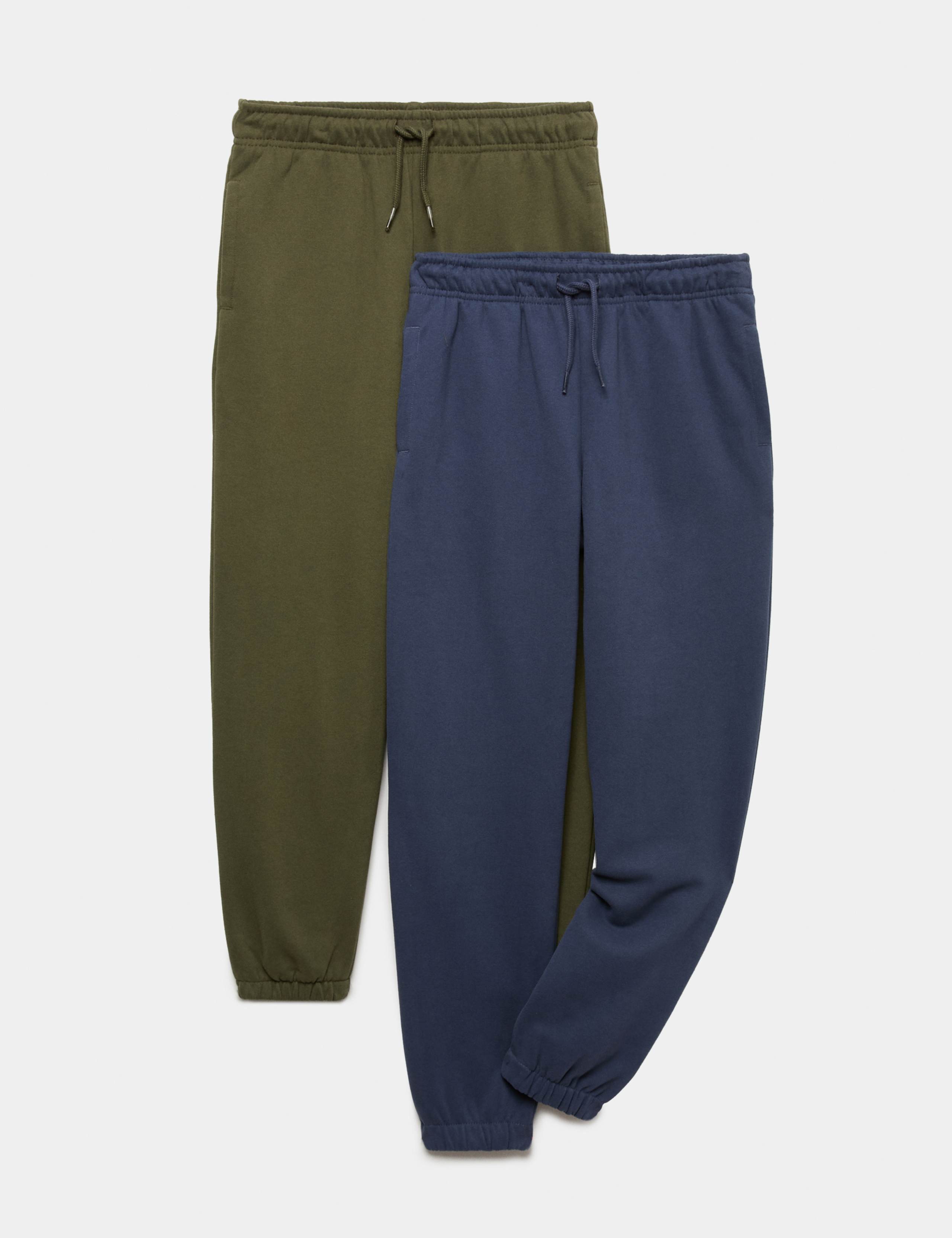 2 Pack Cotton Rich Plain Joggers (6-16 Yrs)