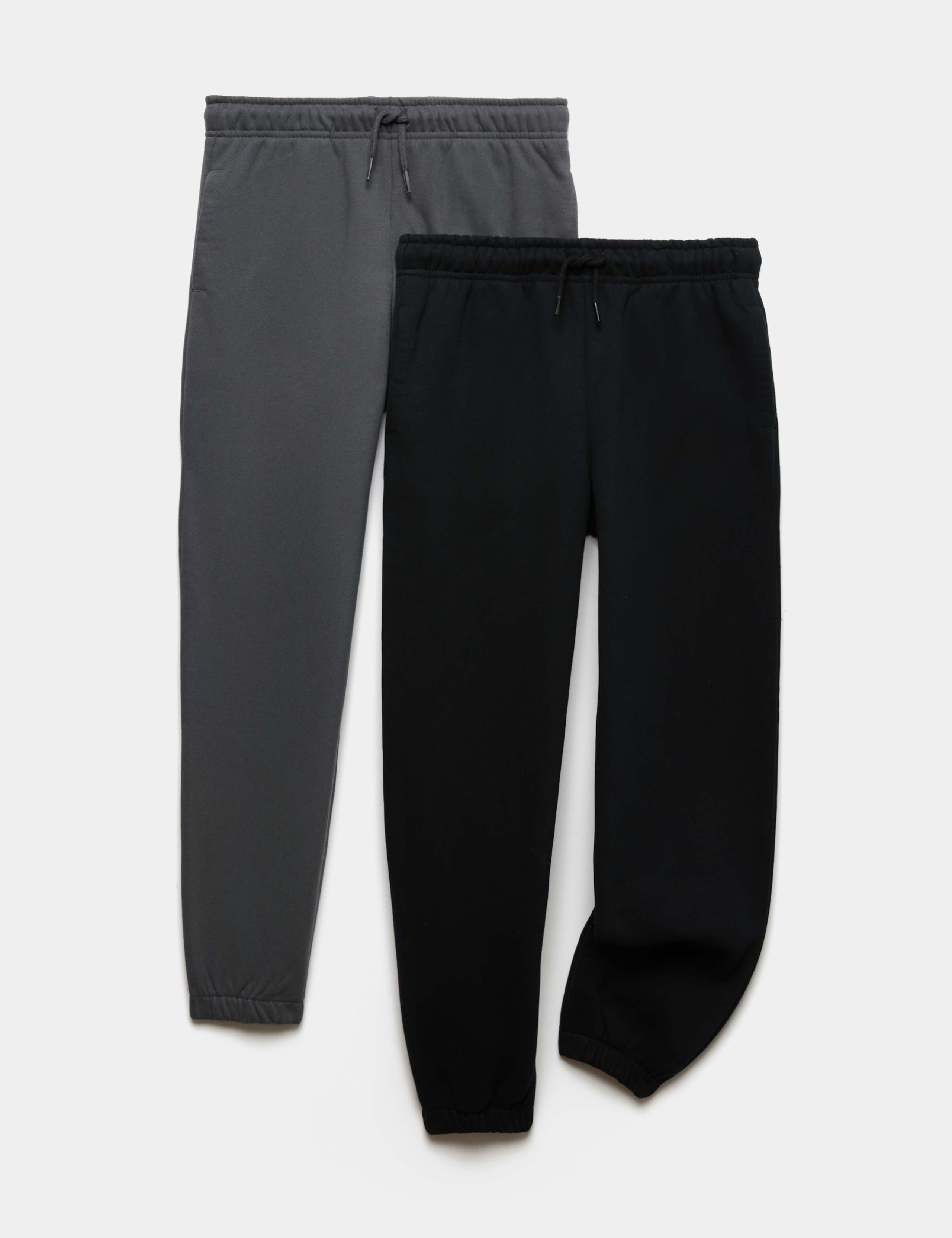 2 Pack Cotton Rich Plain Joggers (6-16 Yrs)