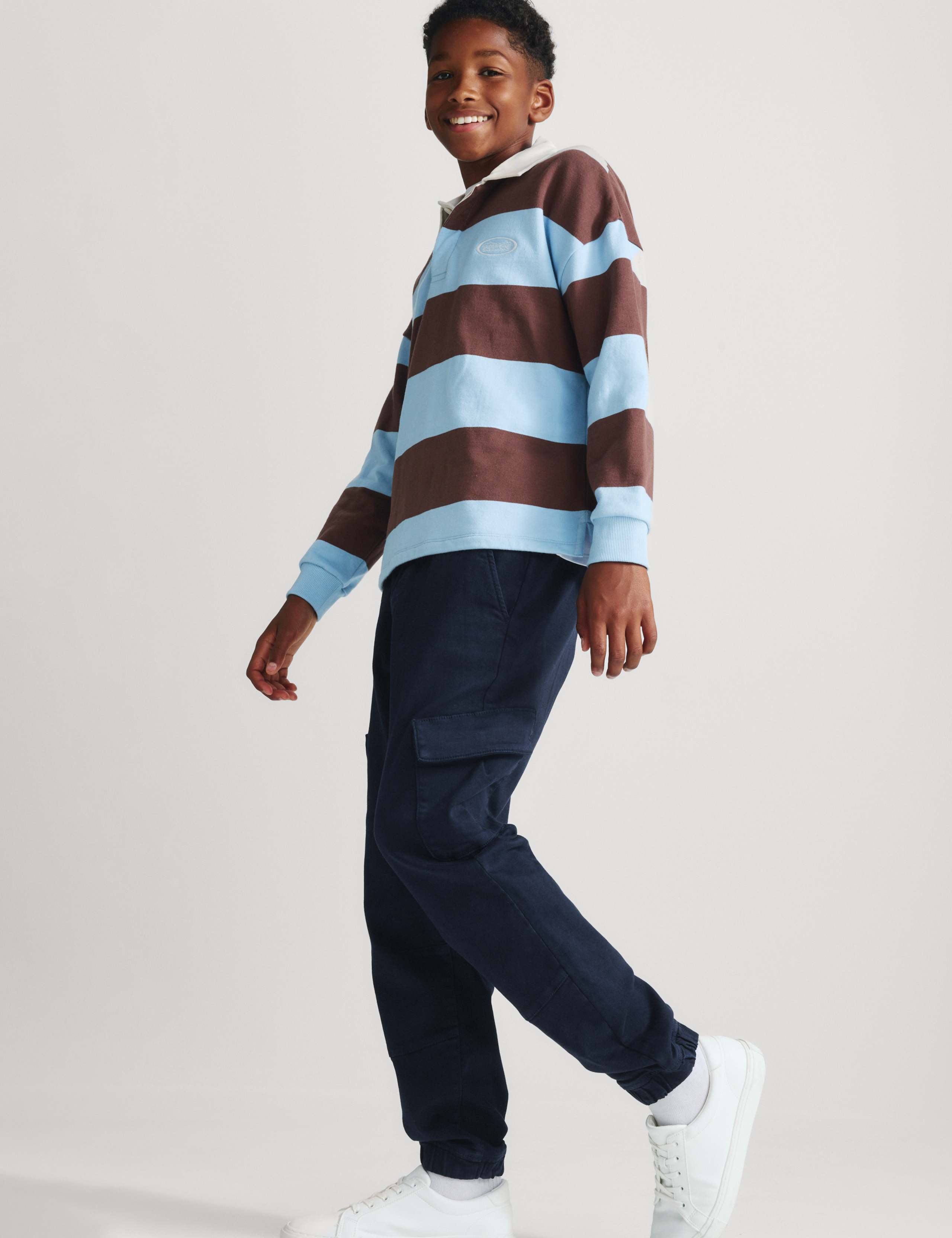 Cotton Rich Stretch Cargo Trousers (6-16 Yrs)