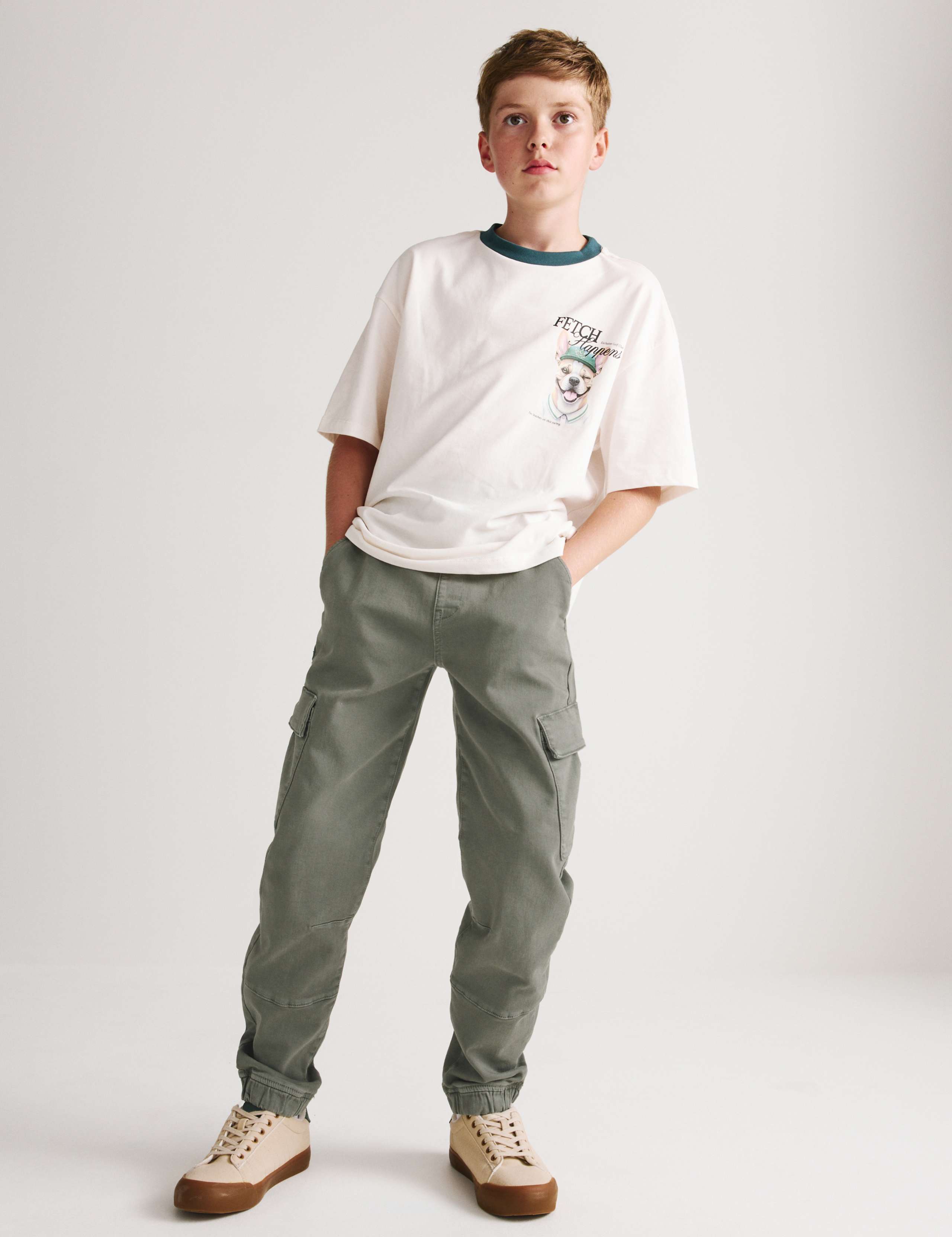 Cotton Rich Stretch Cargo Trousers (6-16 Yrs)