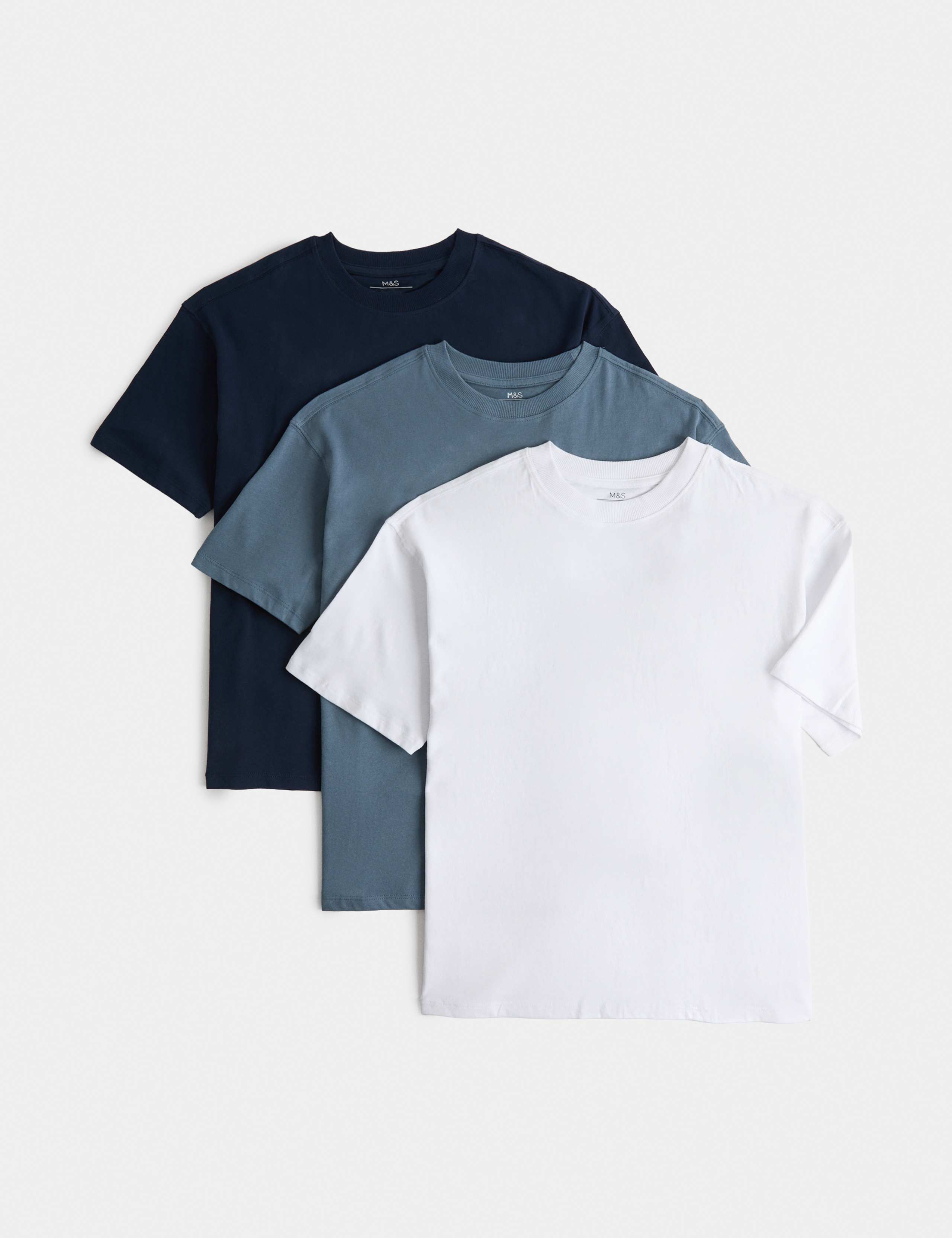 3 Pack Pure Cotton Plain T-Shirts (6-16 Yrs)