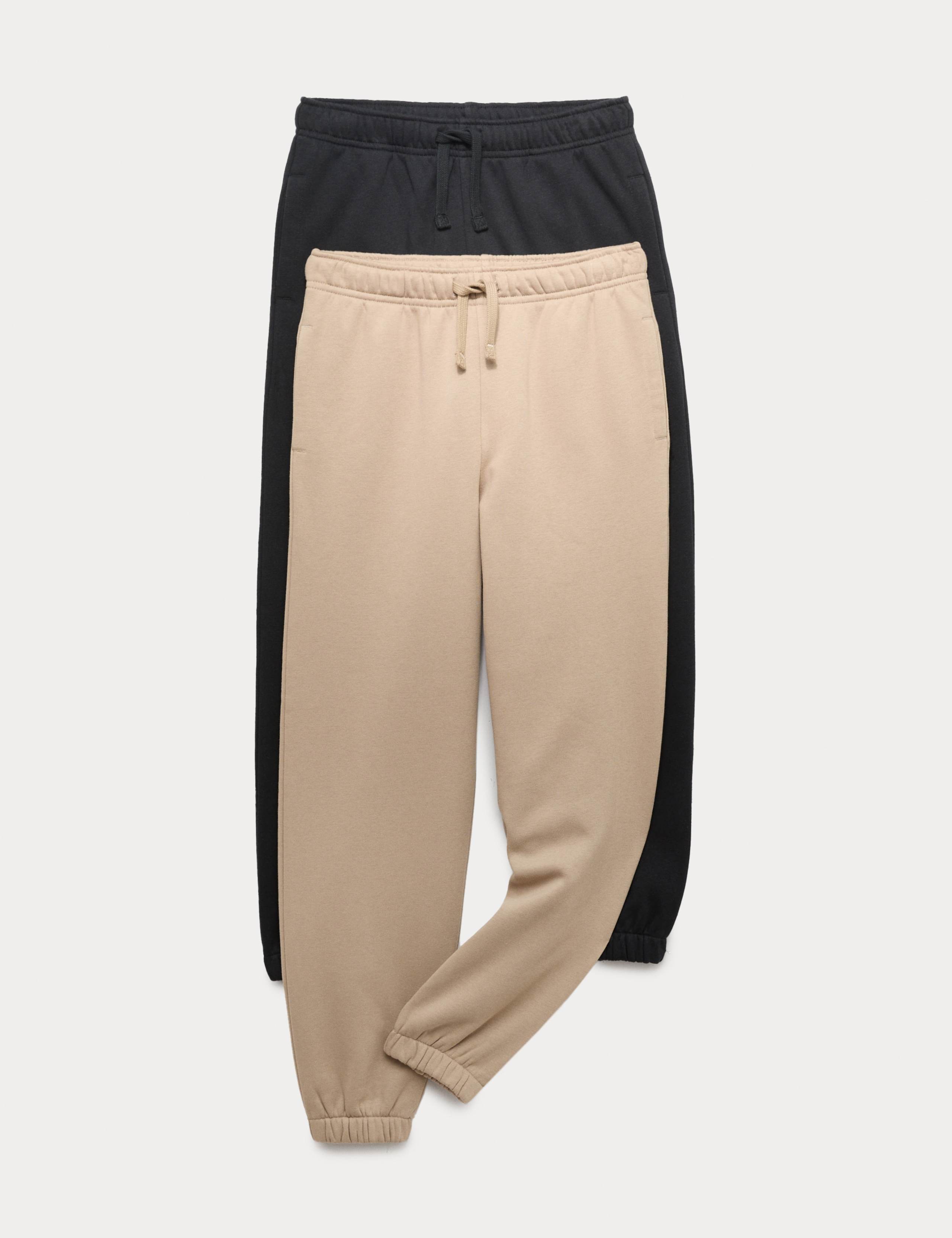 2pk Cotton Rich Joggers (6-16 Yrs)