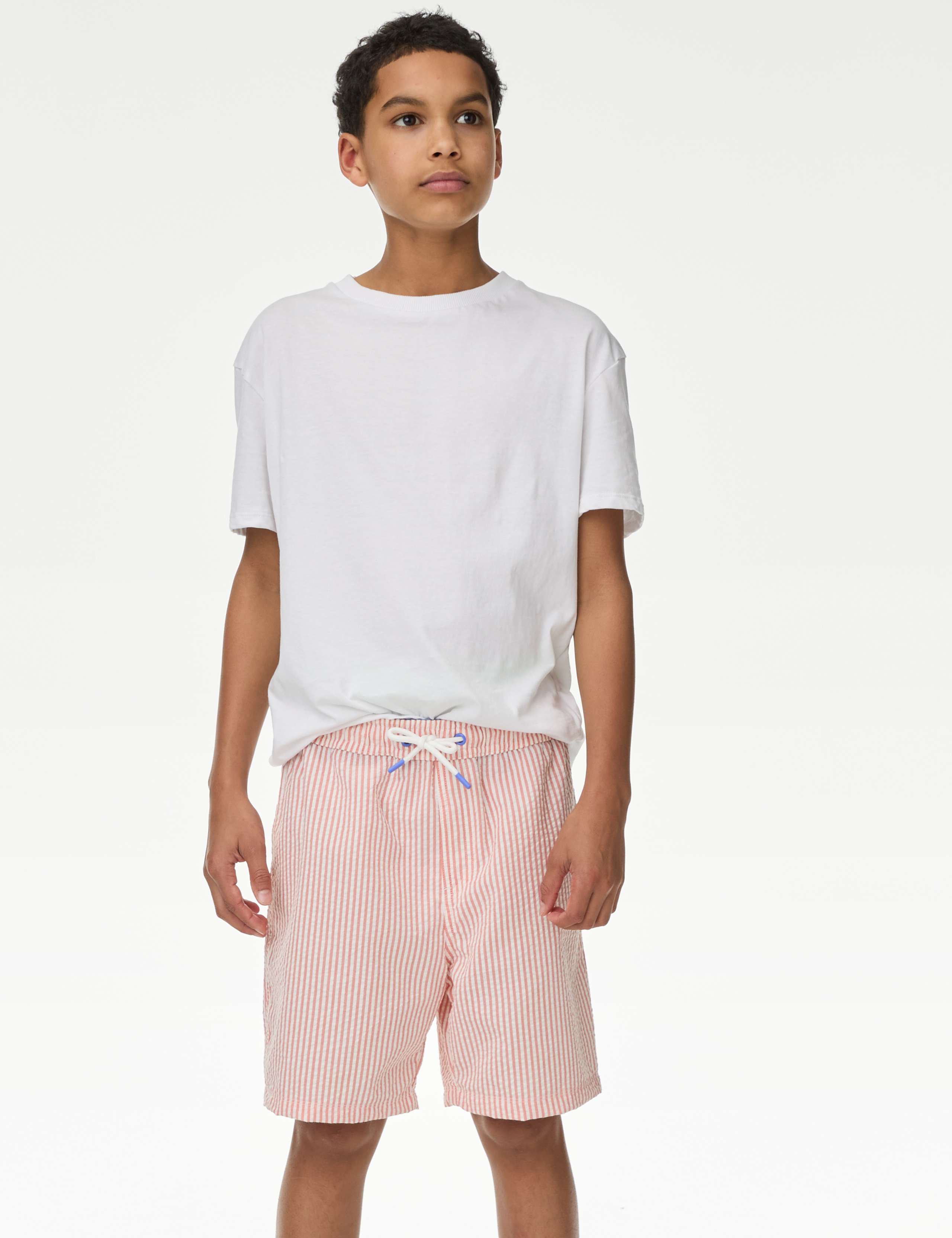 Cotton Blend Striped Swim Shorts (6-16 Yrs)