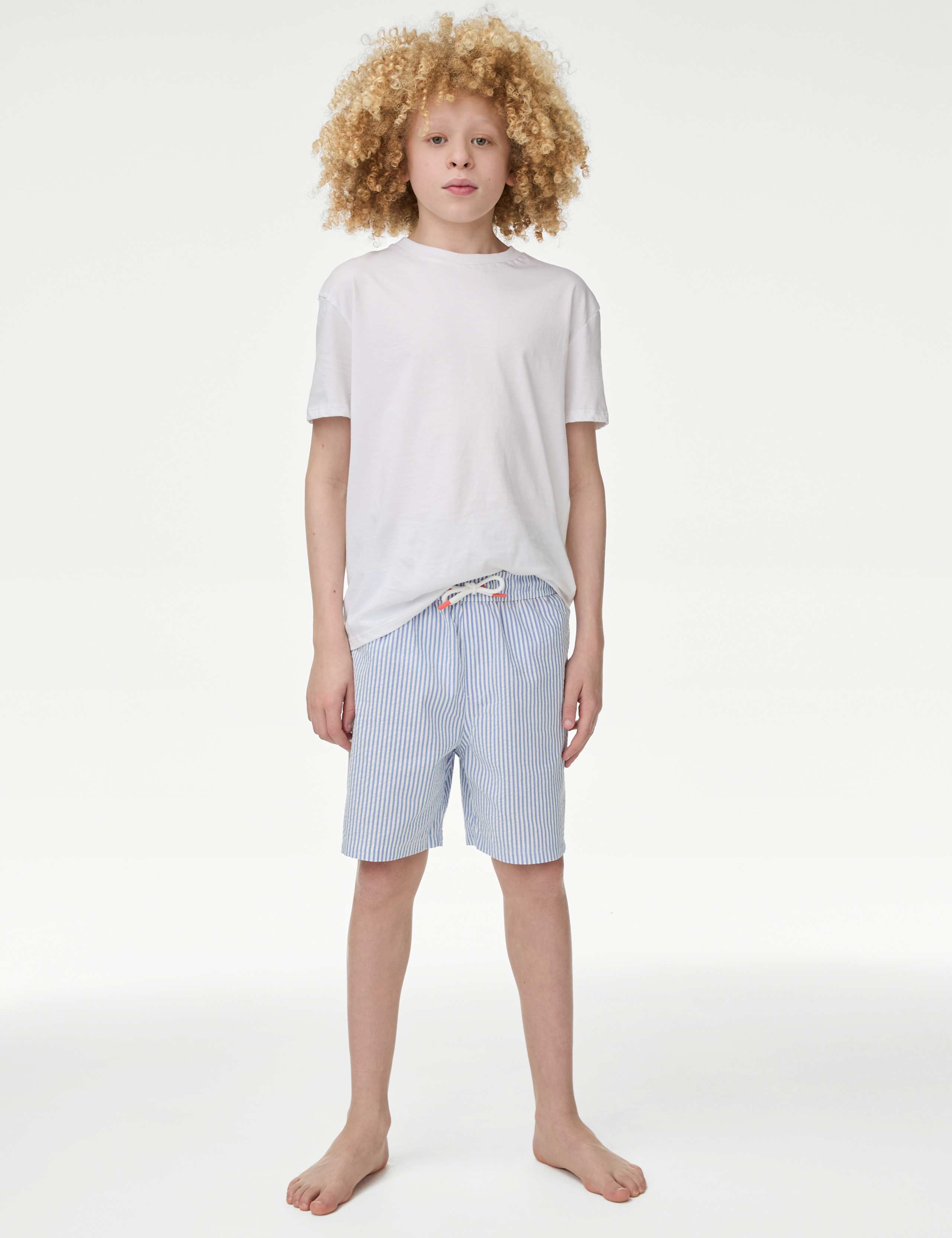 Cotton Blend Striped Swim Shorts (6-16 Yrs)