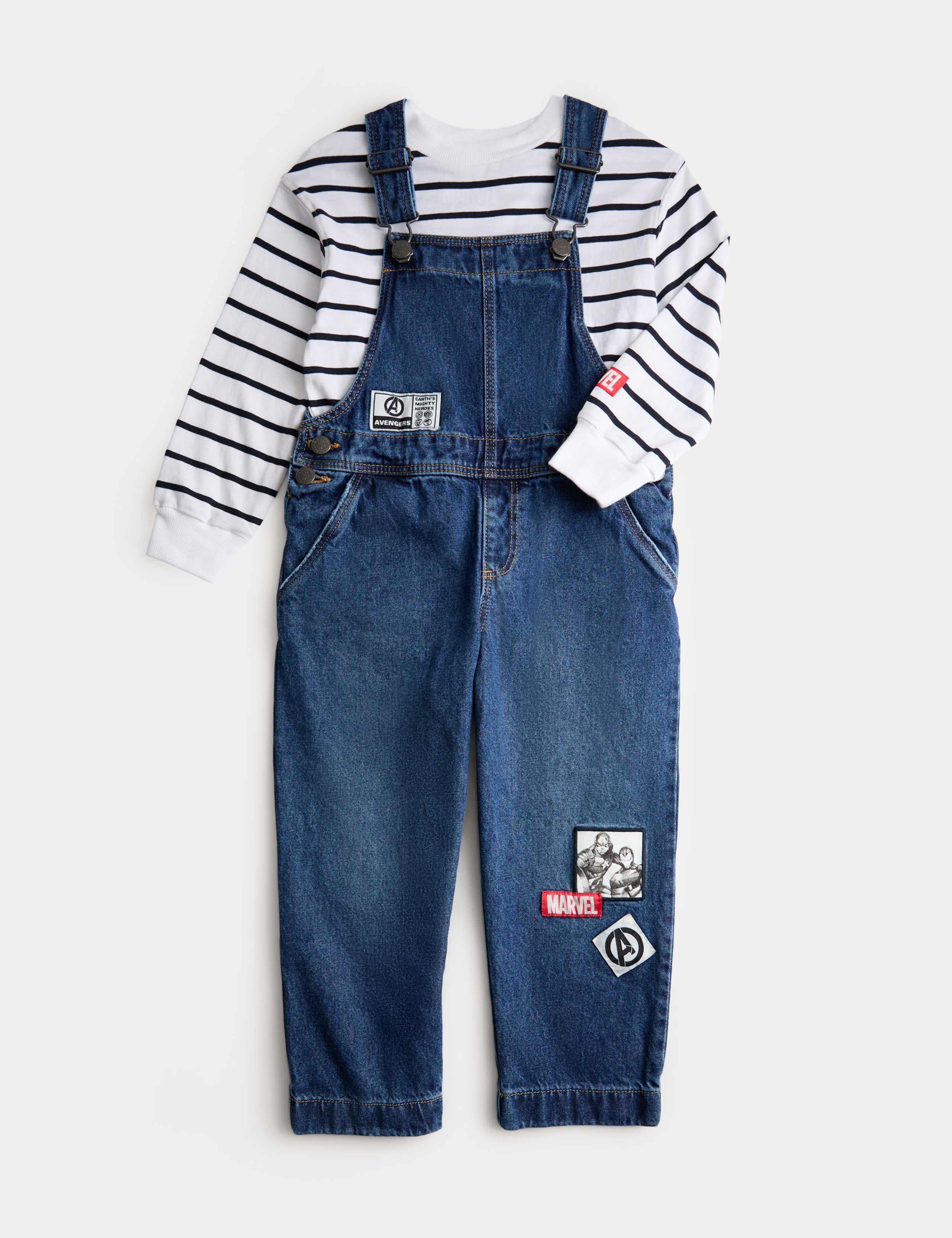 2 Piece Pure Cotton Marvel™ Dungaree Outfit (2-8 Yrs)
