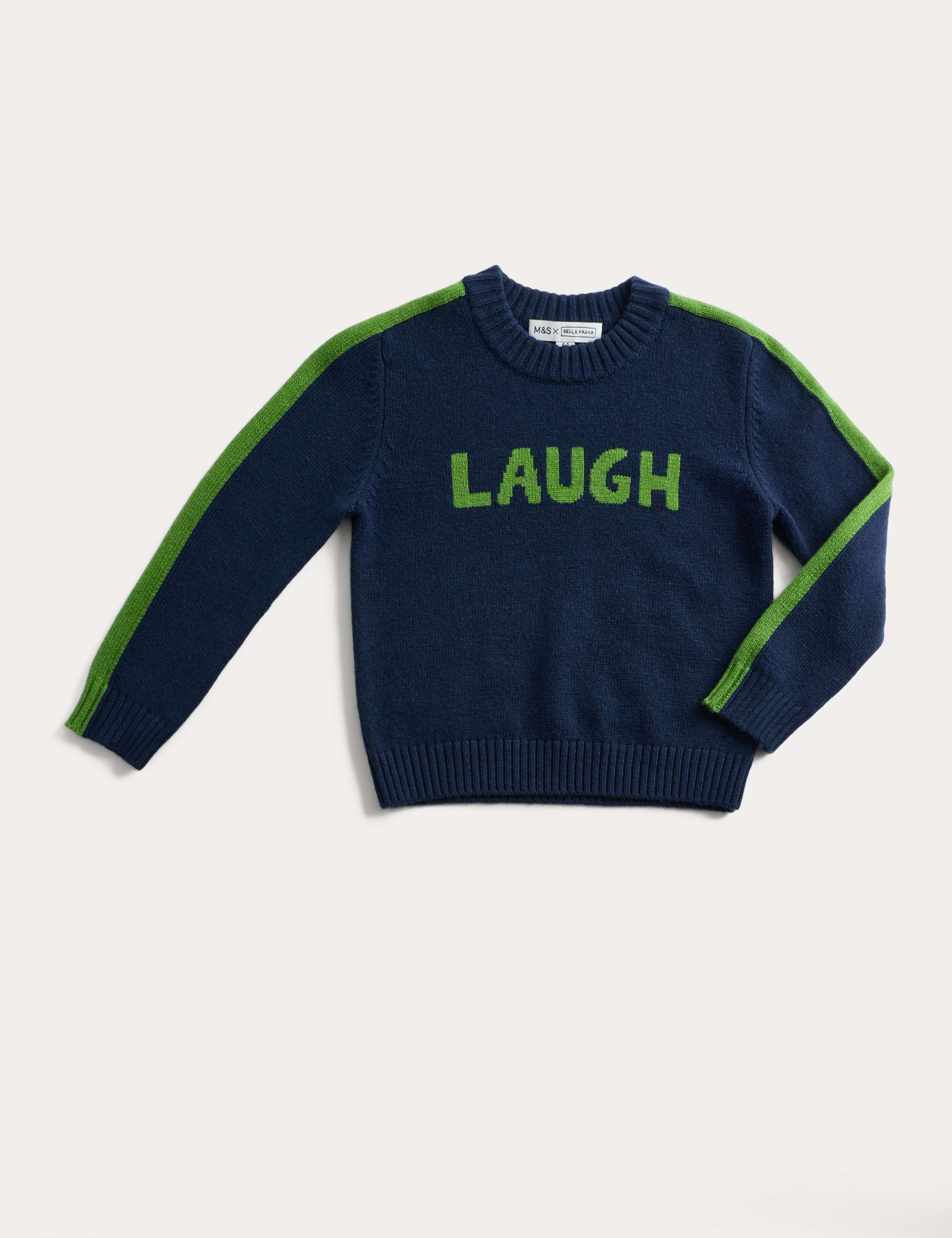 Merino Wool Rich Laugh Slogan Jumper (2-10 Yrs)