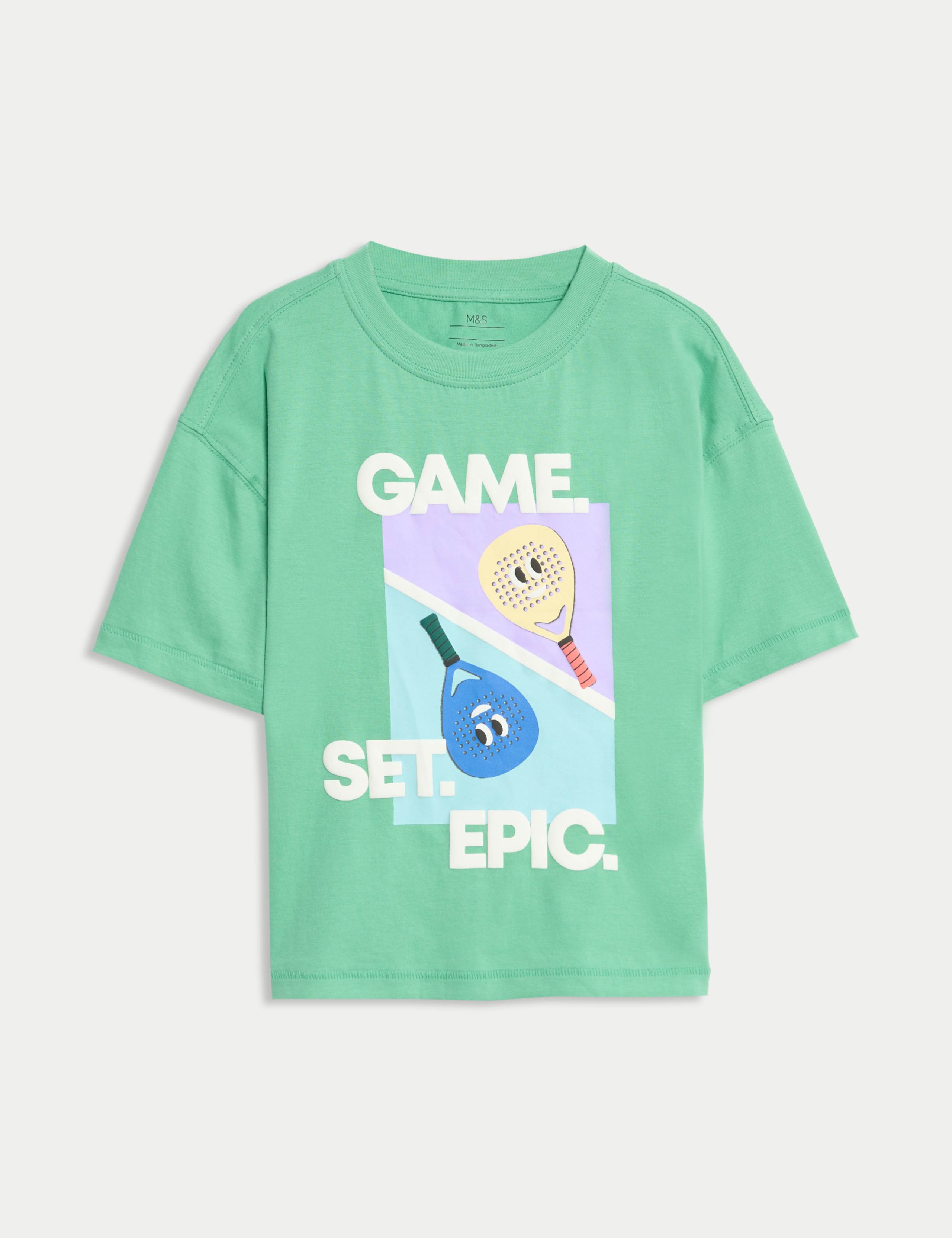 Pure Cotton Tennis Graphic T-Shirt (2-8 Yrs)