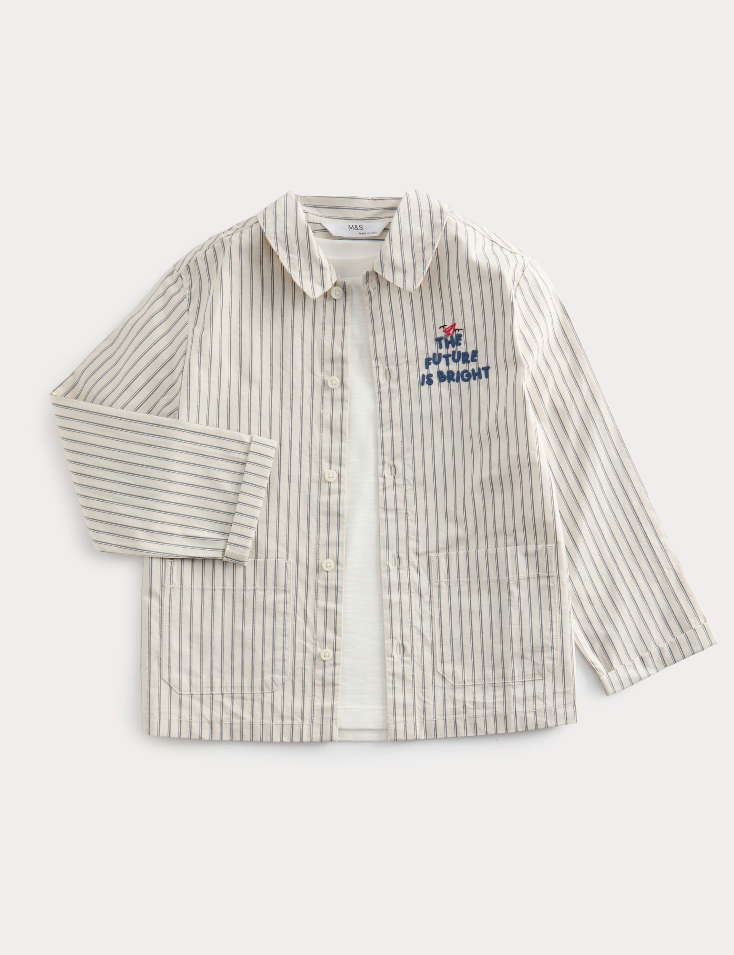2 Piece Cotton Striped Overshirt And T-Shirt (2-8 Yrs)