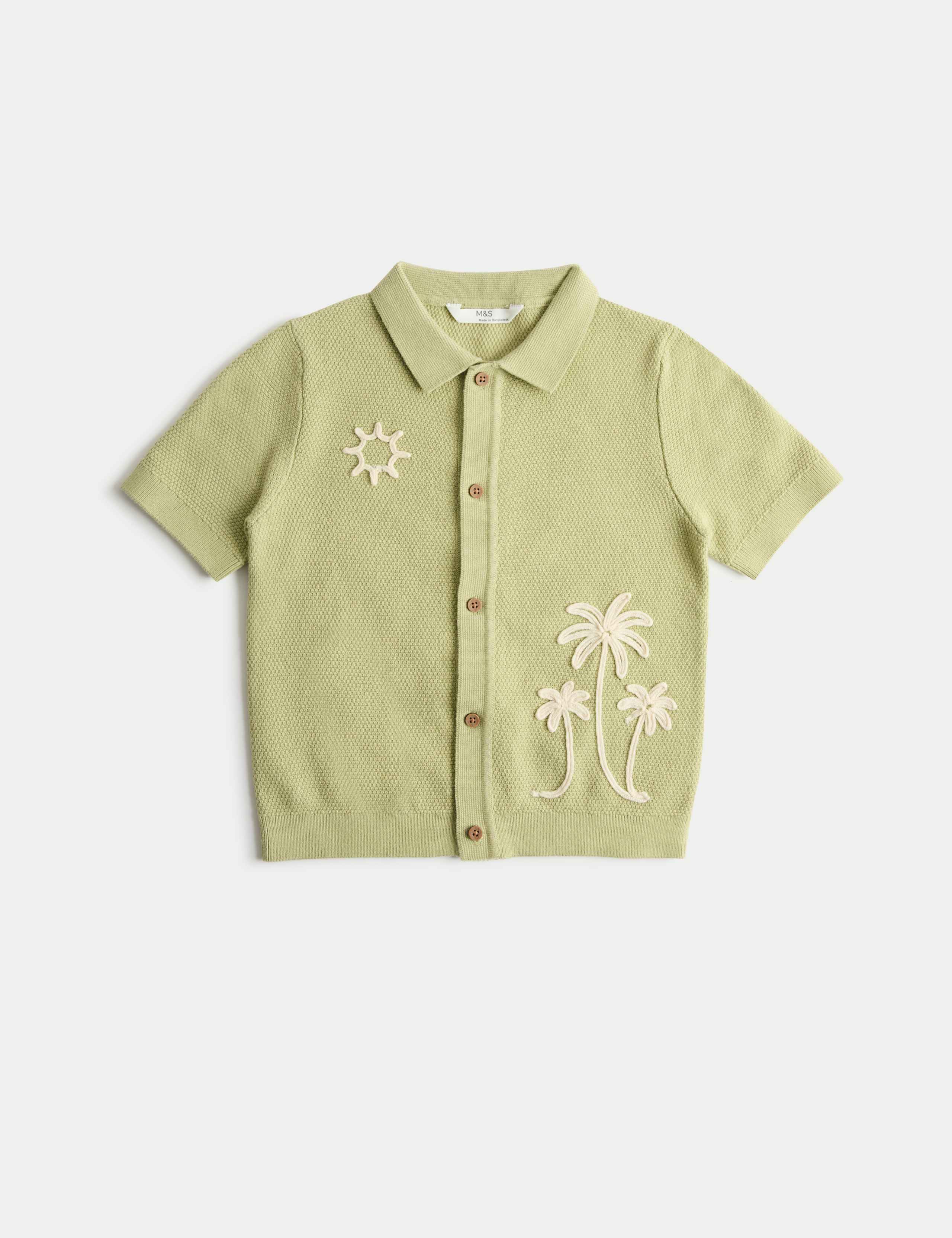 Pure Cotton Knitted Embroidered Polo Shirt (2-8 Years)