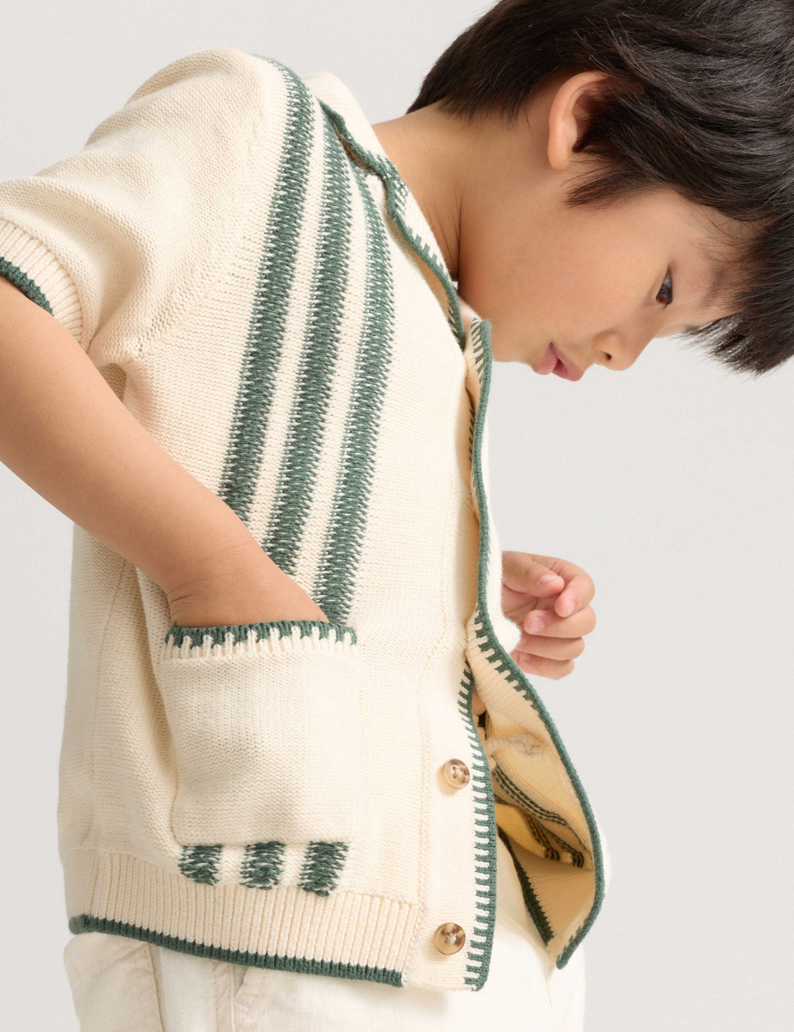 Pure Cotton Striped Knitted Shirt (2-8 Yrs)