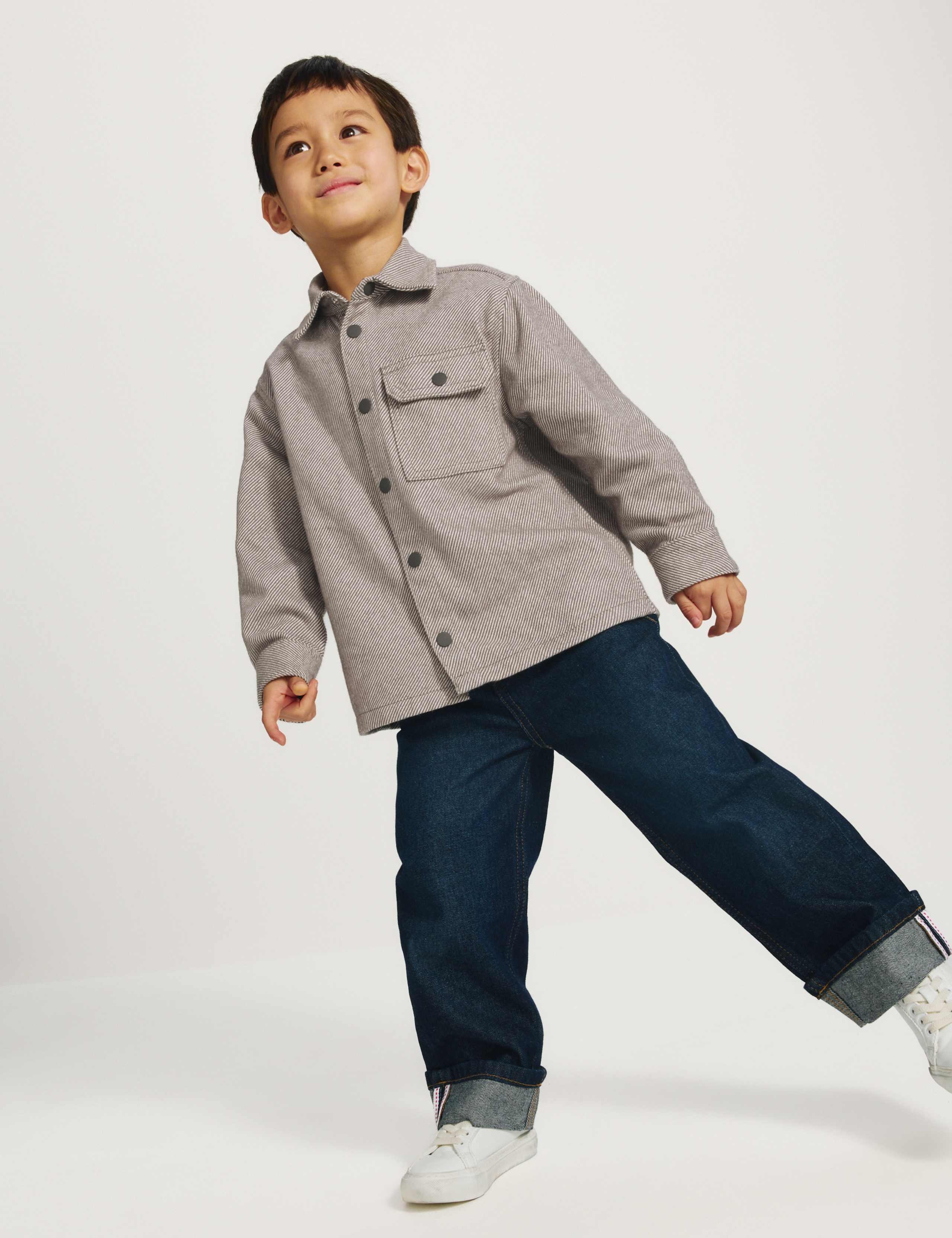 Pure Cotton Brushed Striped Shirt (2-8 Yrs)