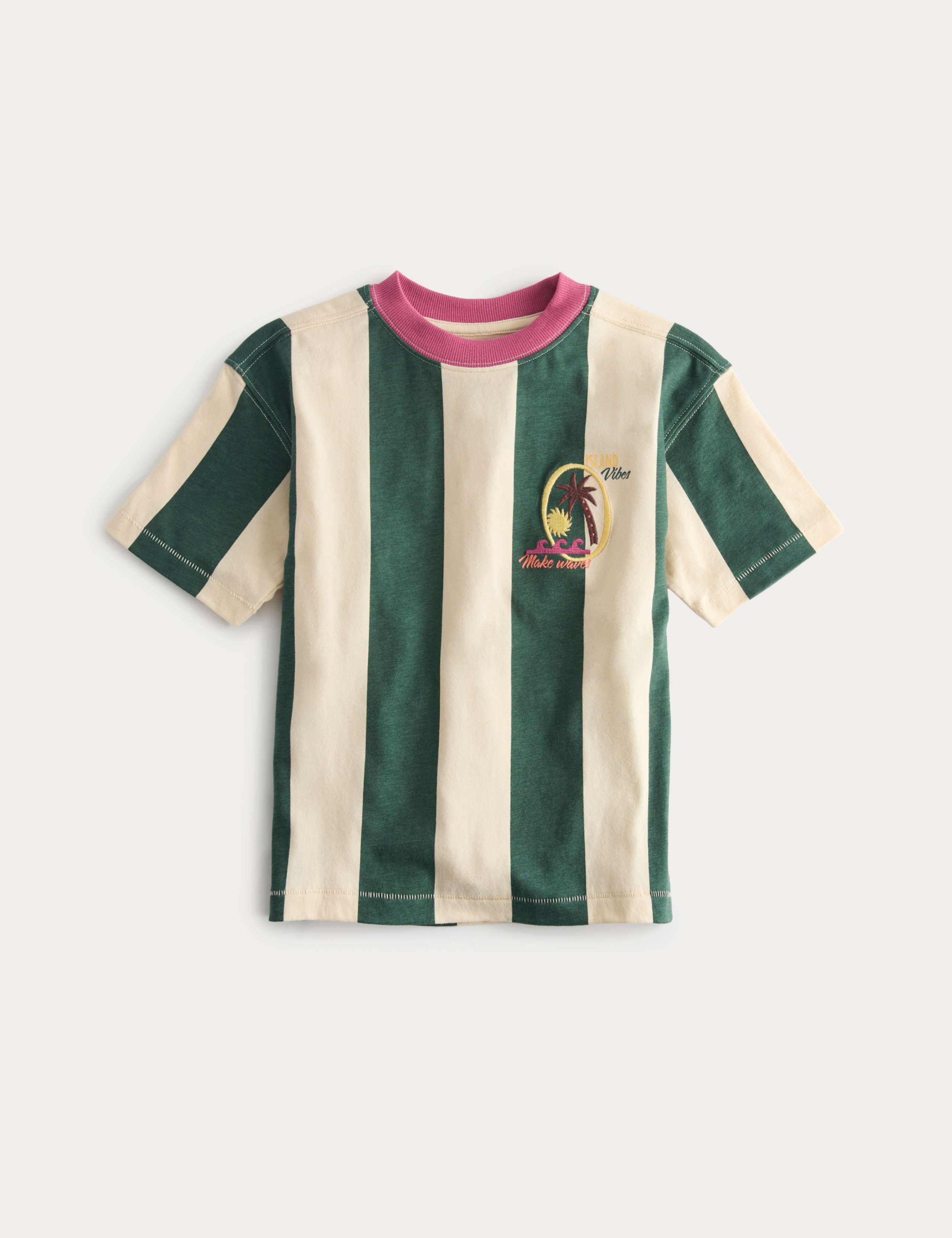 Pure Cotton Striped Graphic T-Shirt (2-8 Yrs)