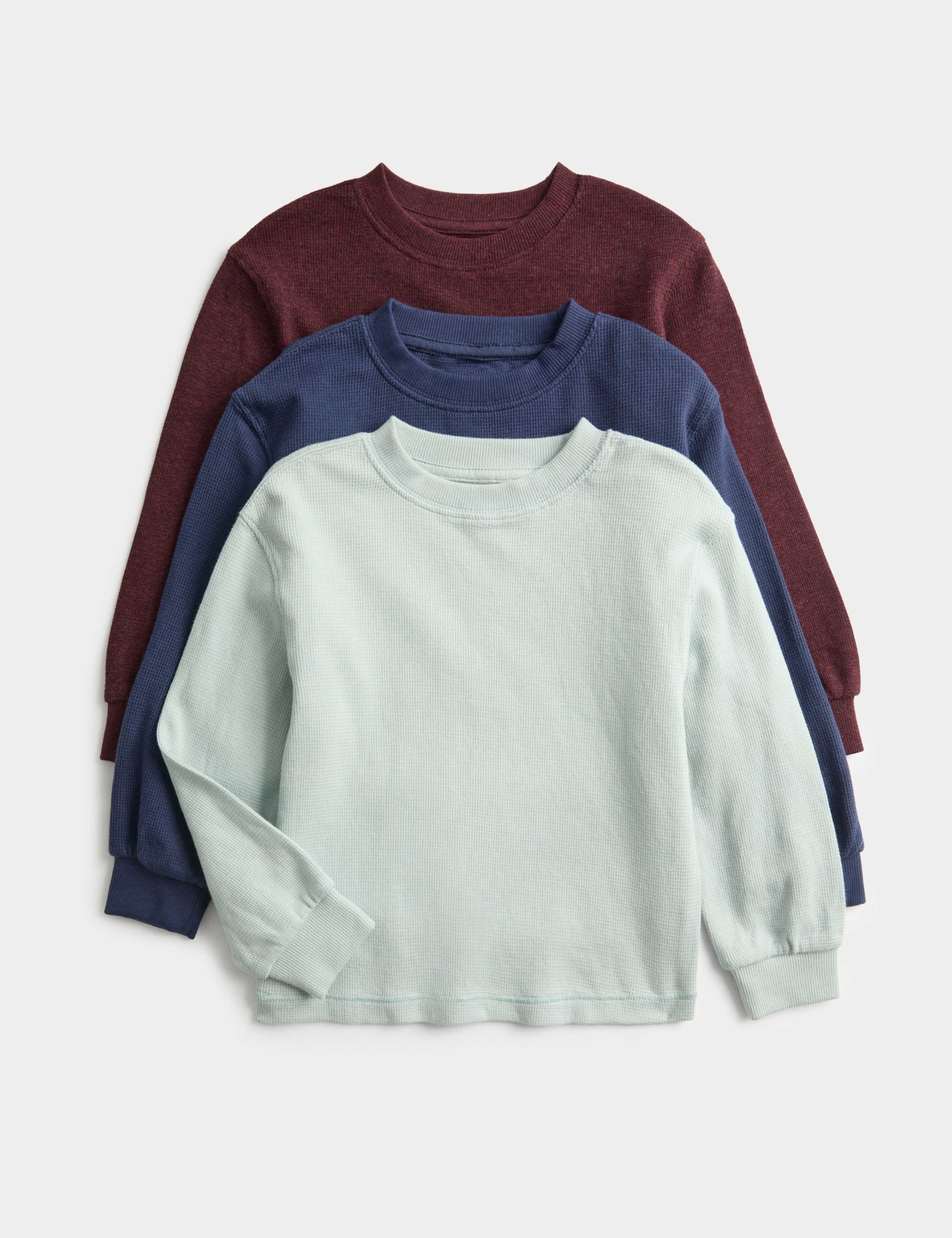 3pk Pure Cotton Waffle Tops (2-8 Yrs)