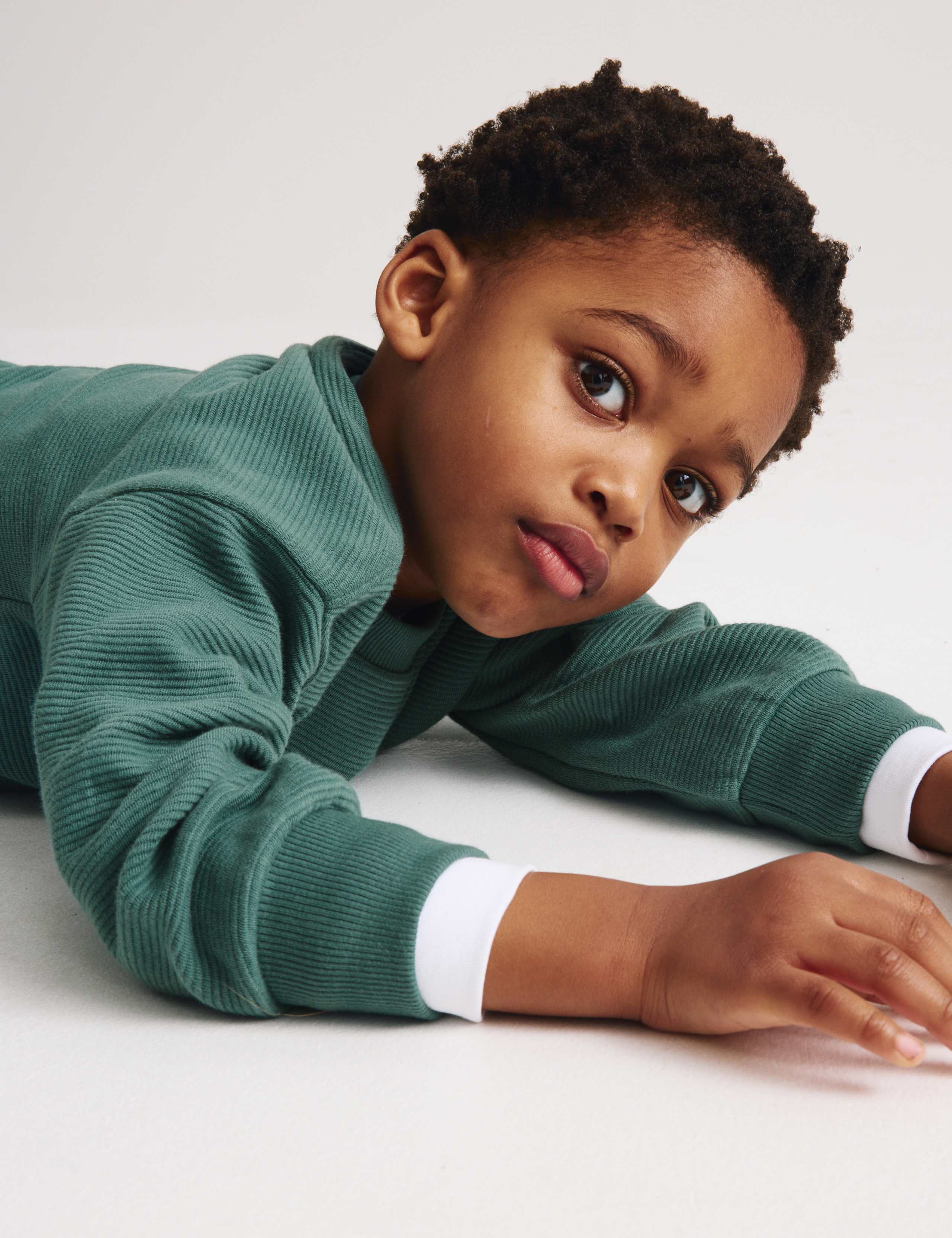 Pure Cotton Textured Long Sleeve Top (1-8 Yrs)