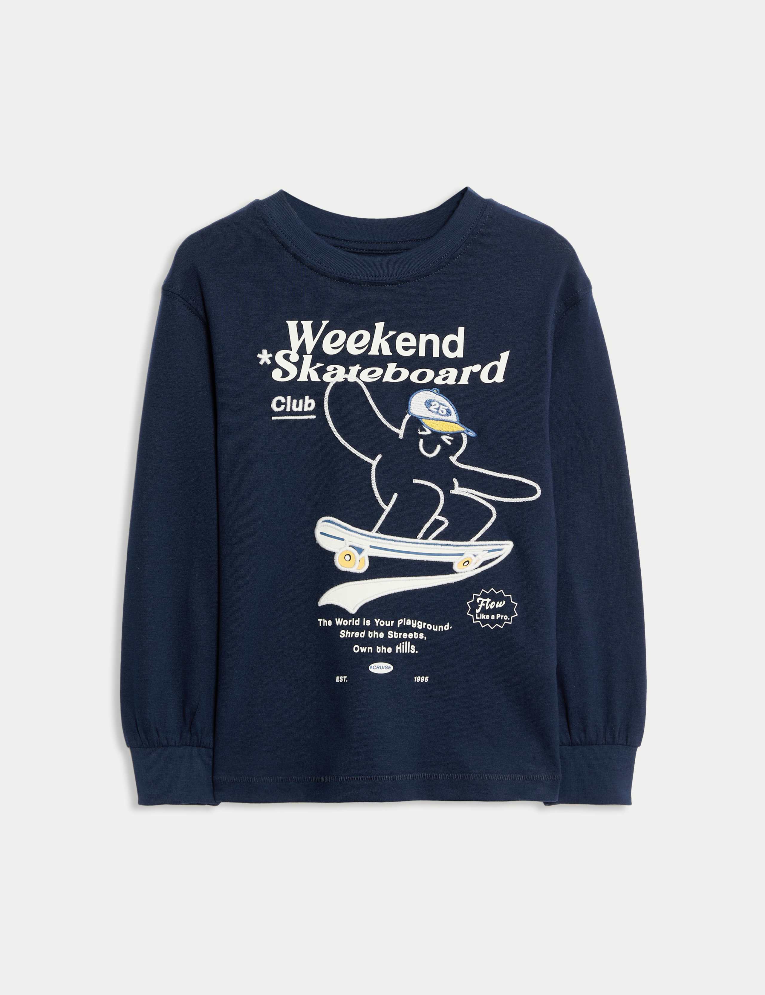 Pure Cotton Graphic Long Sleeve T-Shirt (2-8 yrs)