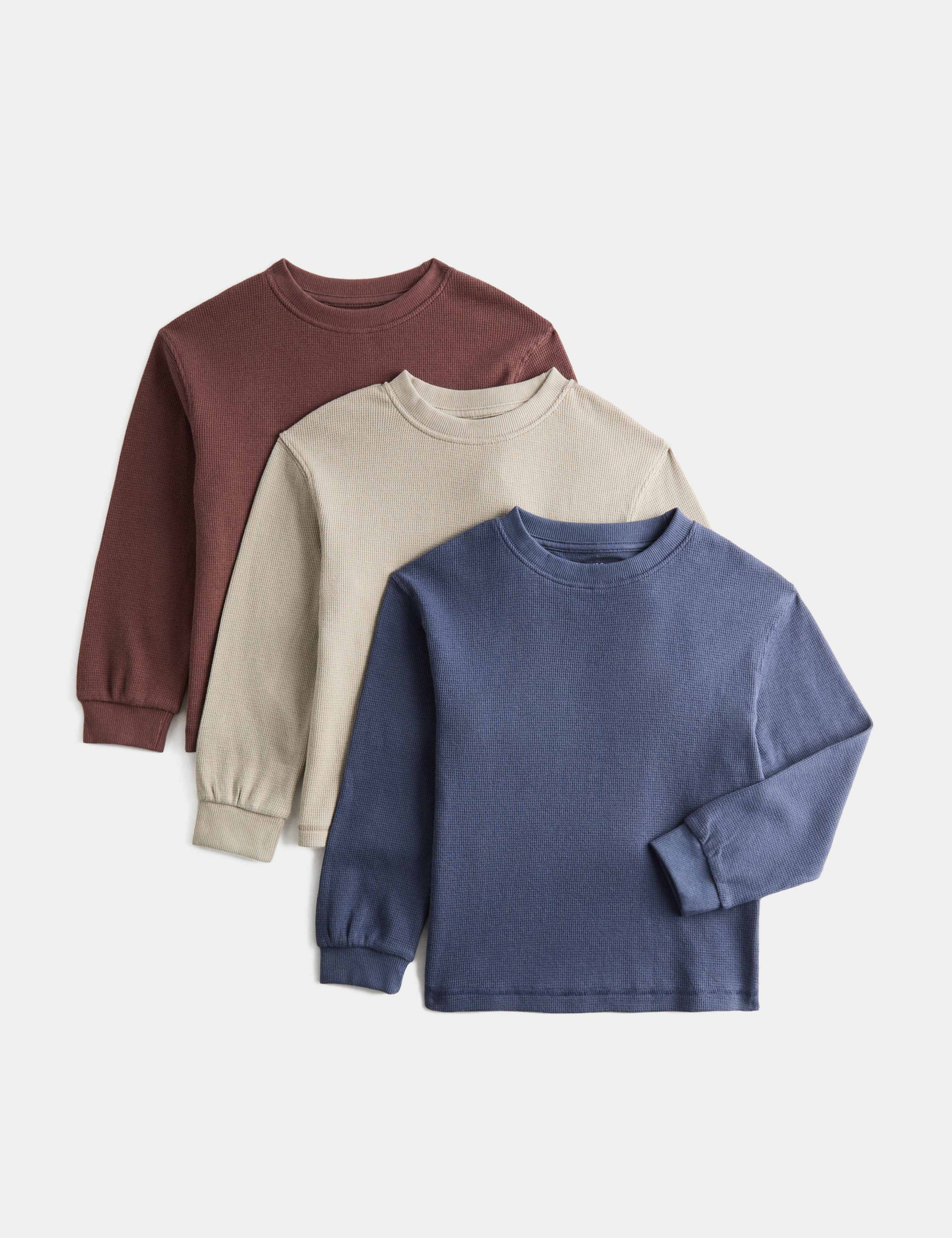 3 Pack Pure Cotton Waffle Tops (2-8 Yrs)