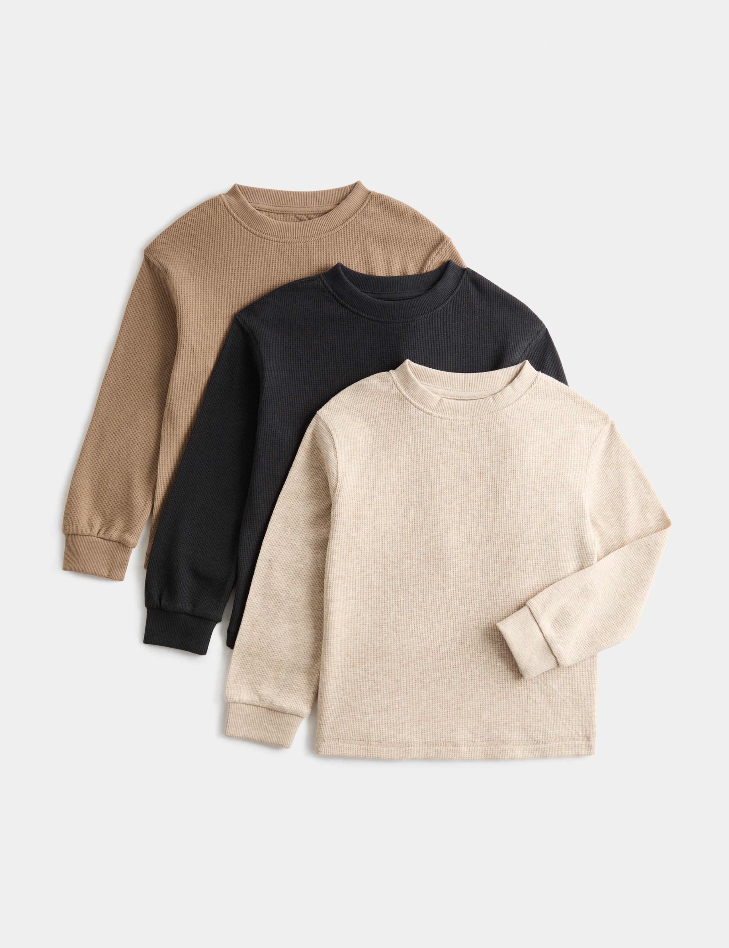 3 Pack Pure Cotton Waffle Tops (2-8 Yrs)