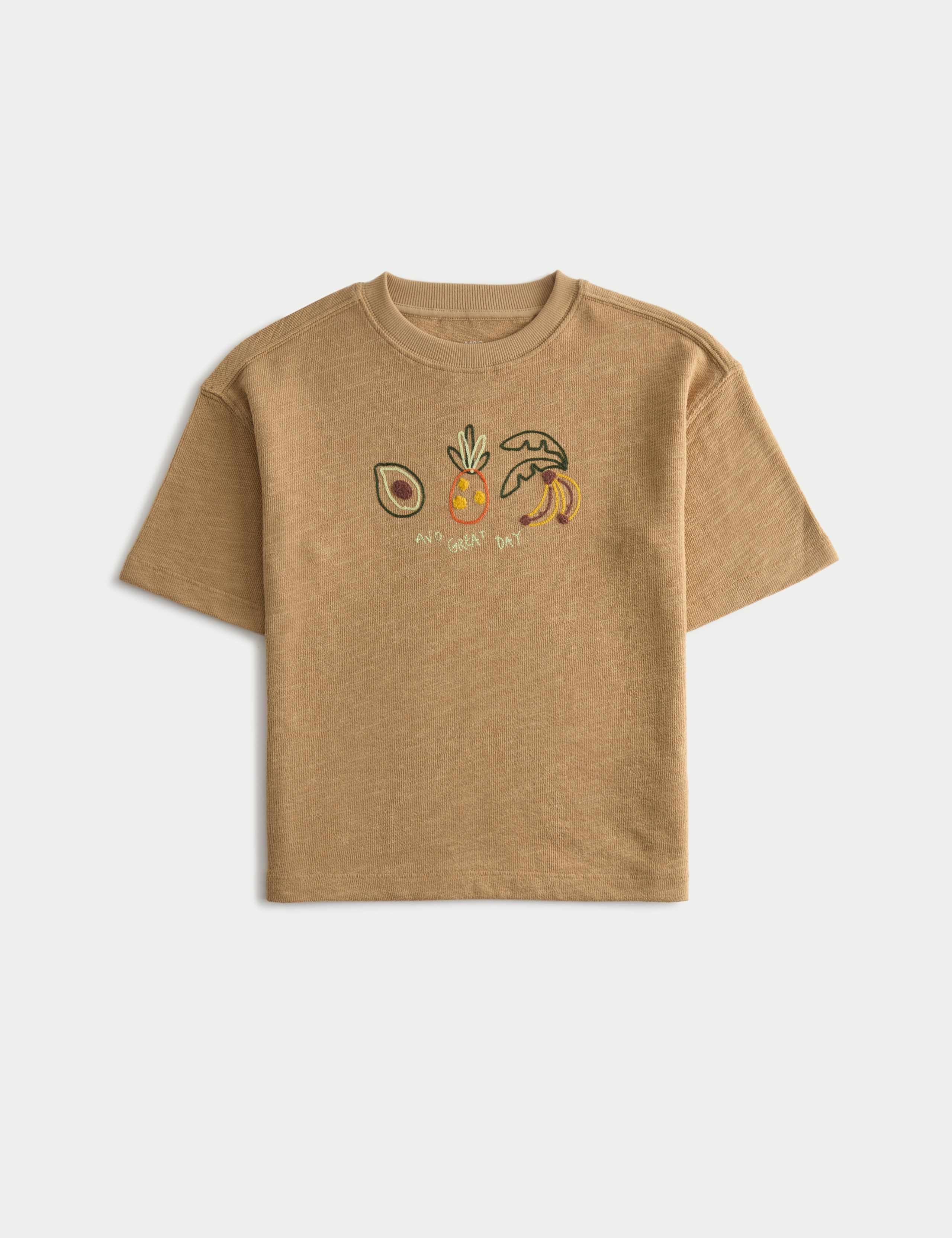 Pure Cotton Textured Embroidered T-Shirt (2-8 Yrs)