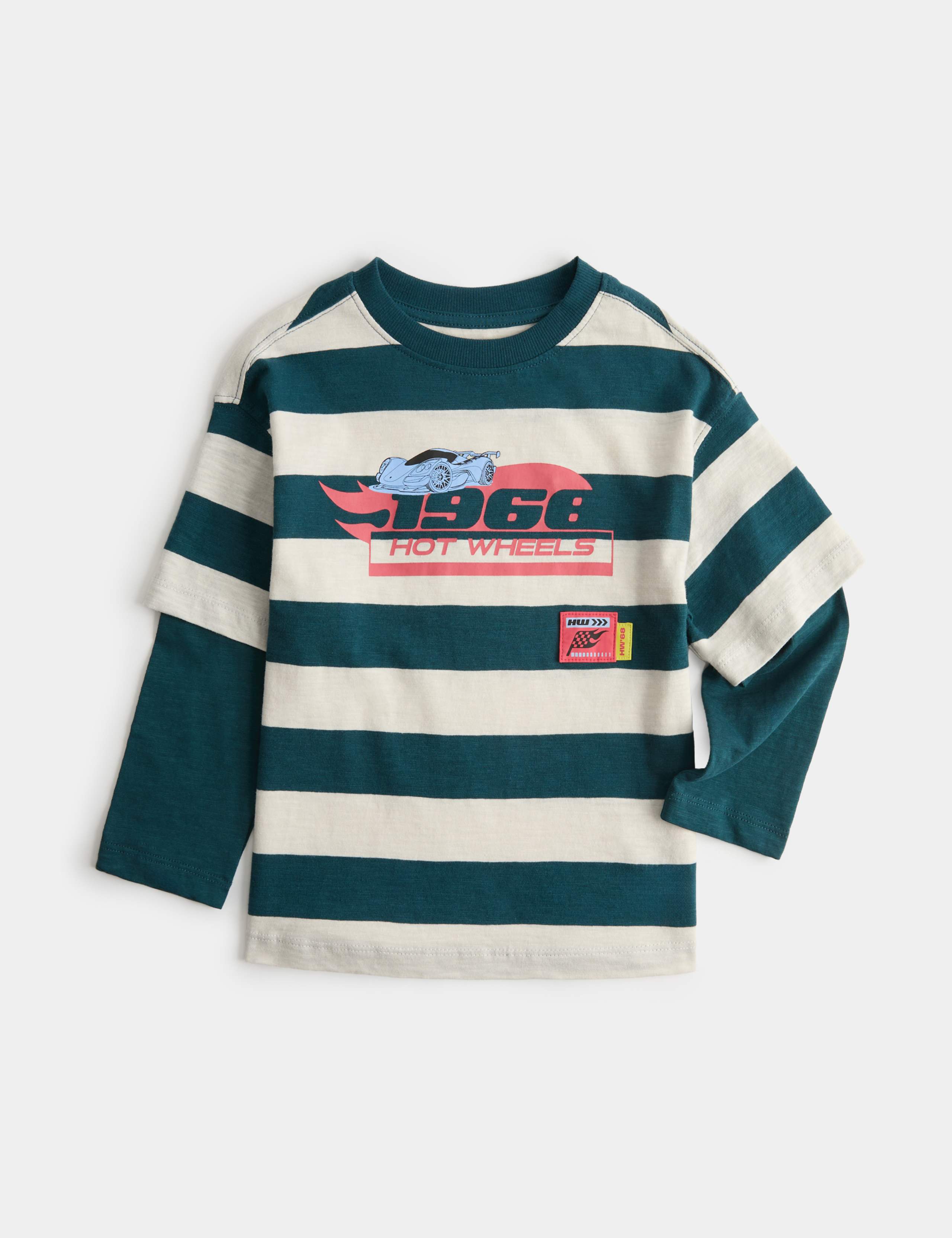 Pure Cotton Hot Wheels™ Mock Sleeve Top (2-8 Yrs)