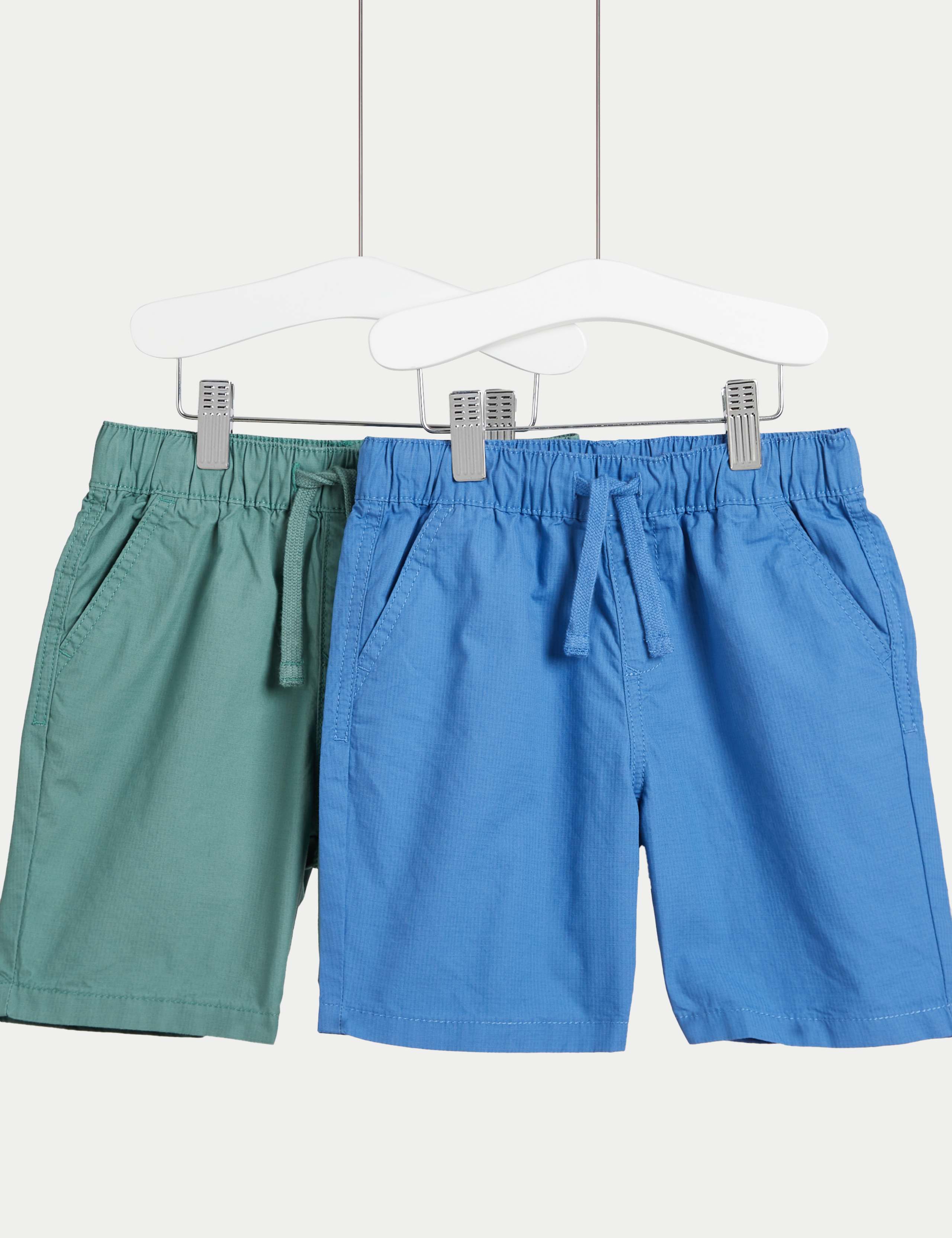 2pk Pure Cotton Ripstop Shorts (2-8 Yrs)