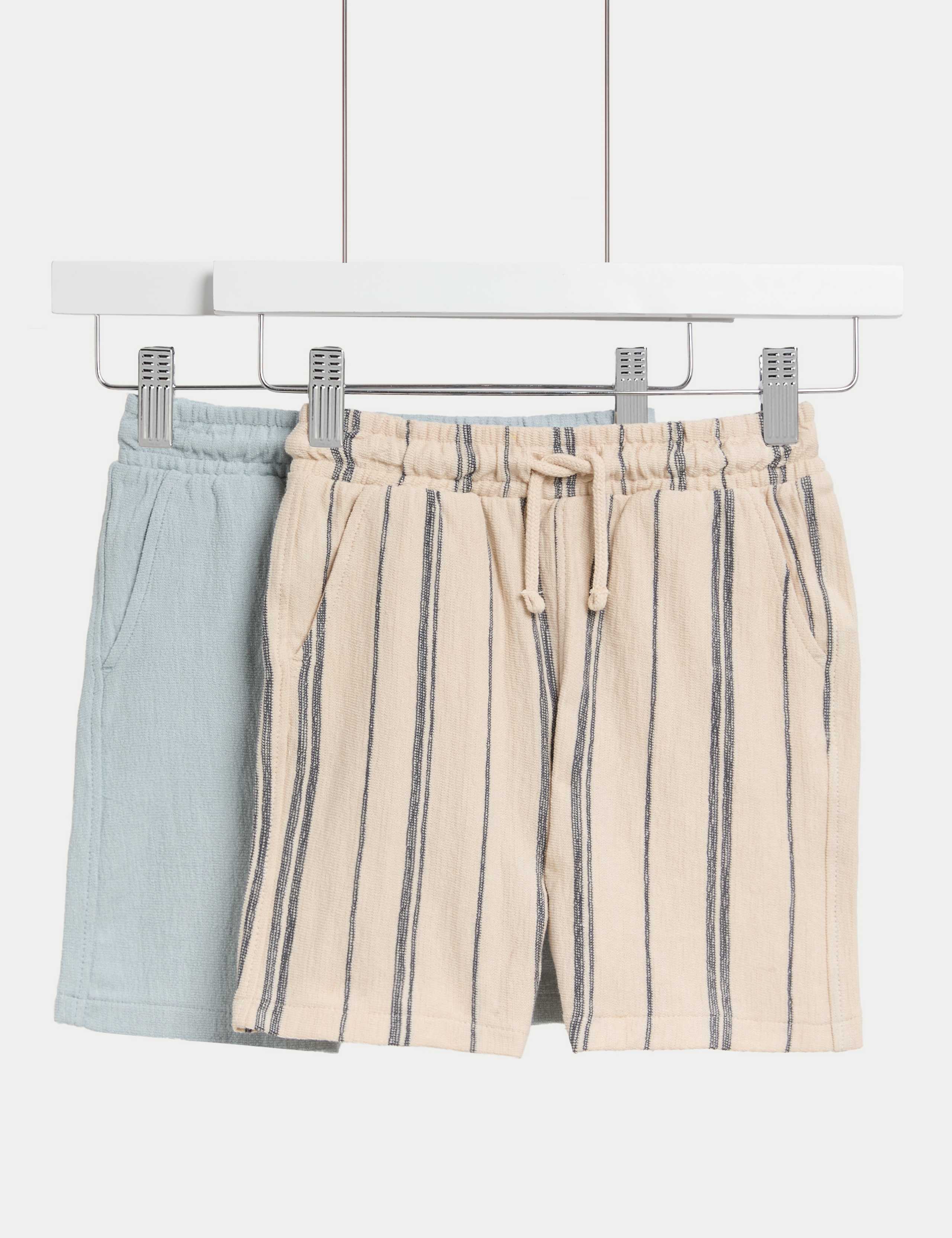 2pk Pure Cotton Striped Shorts (2-8 Yrs)