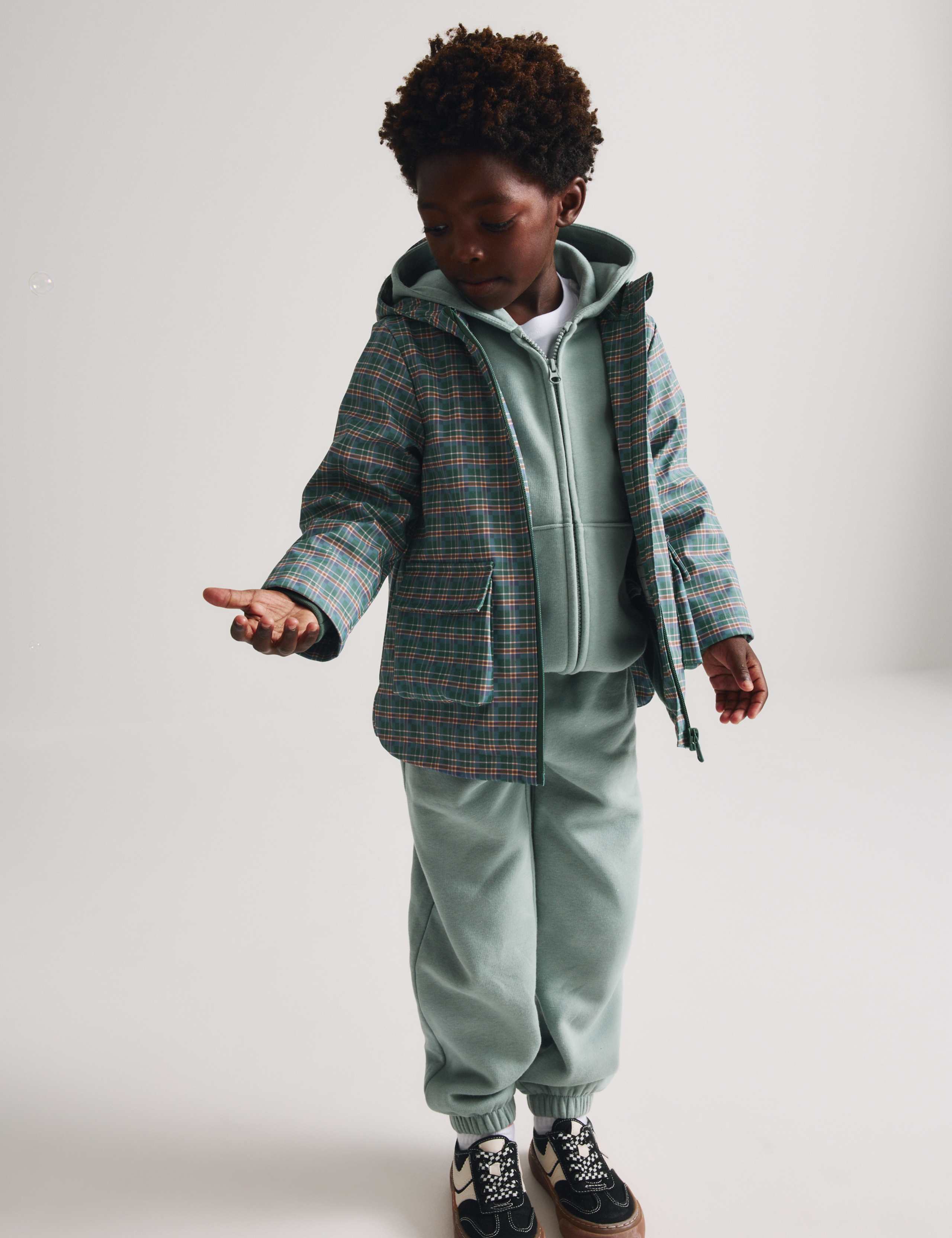 Lightweight Hooded Checked Fisherman Jacket (2-8 Yrs)