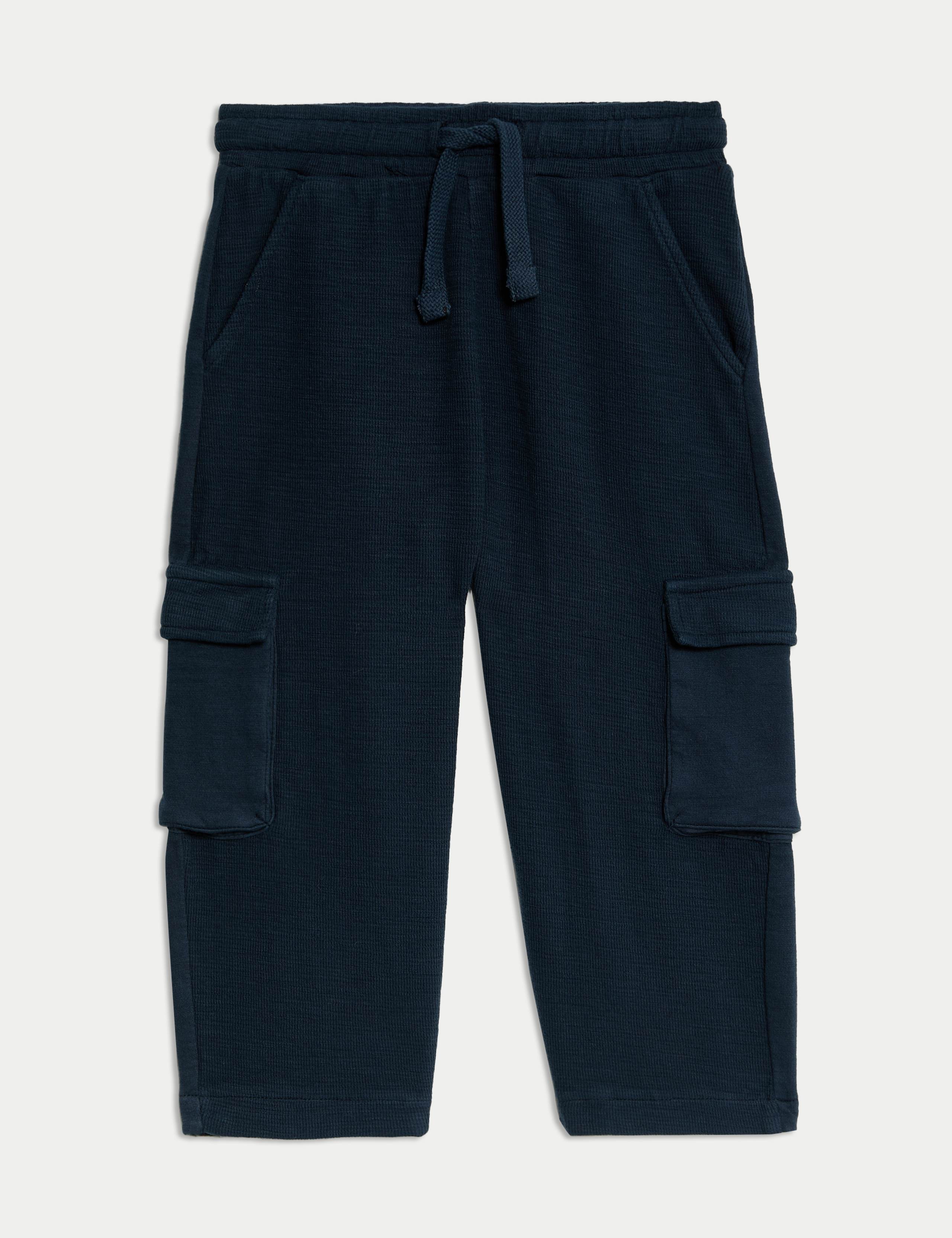 Pure Cotton Textured Cargo Trousers (2-8 Yrs)
