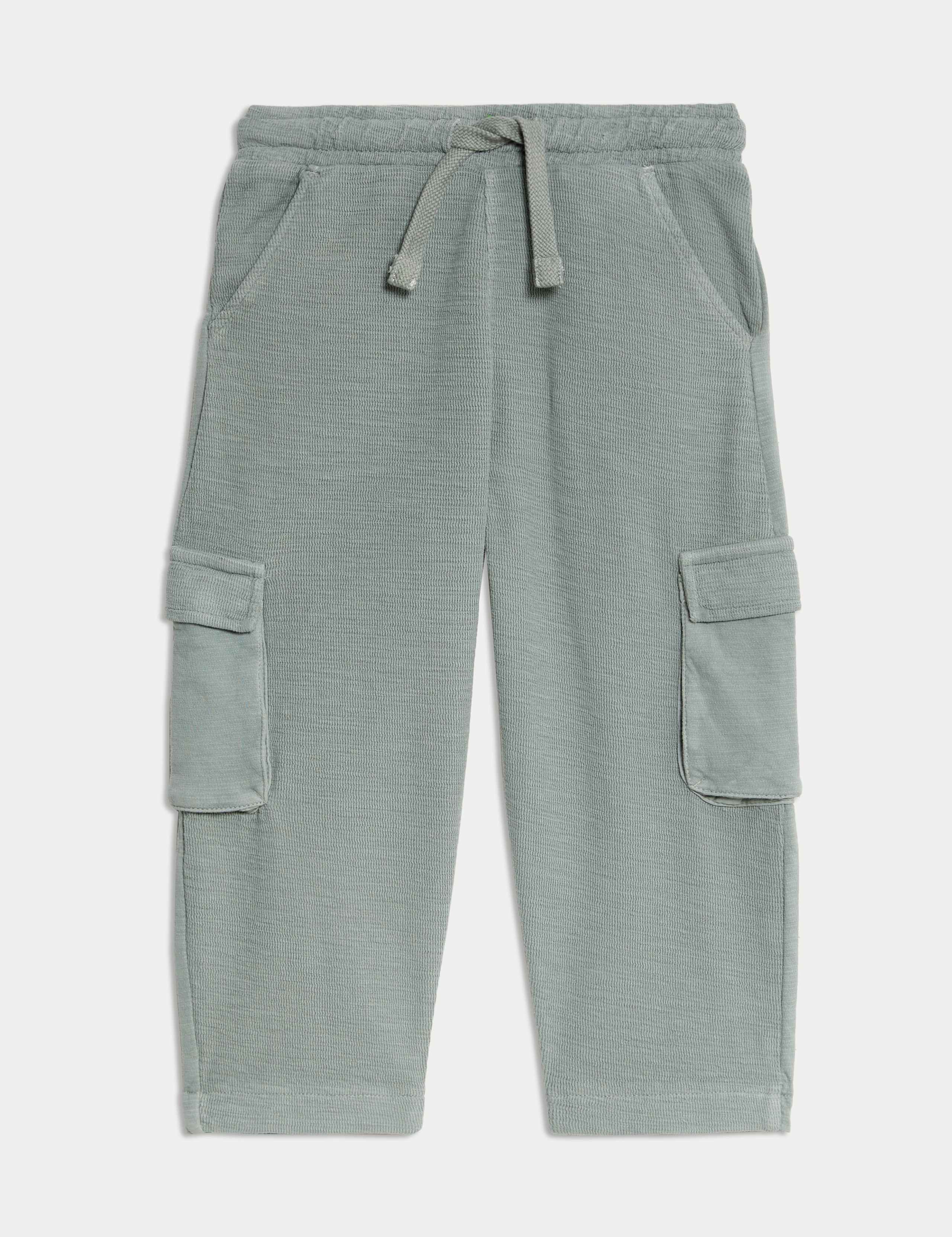 Pure Cotton Textured Cargo Trousers (2-8 Yrs)