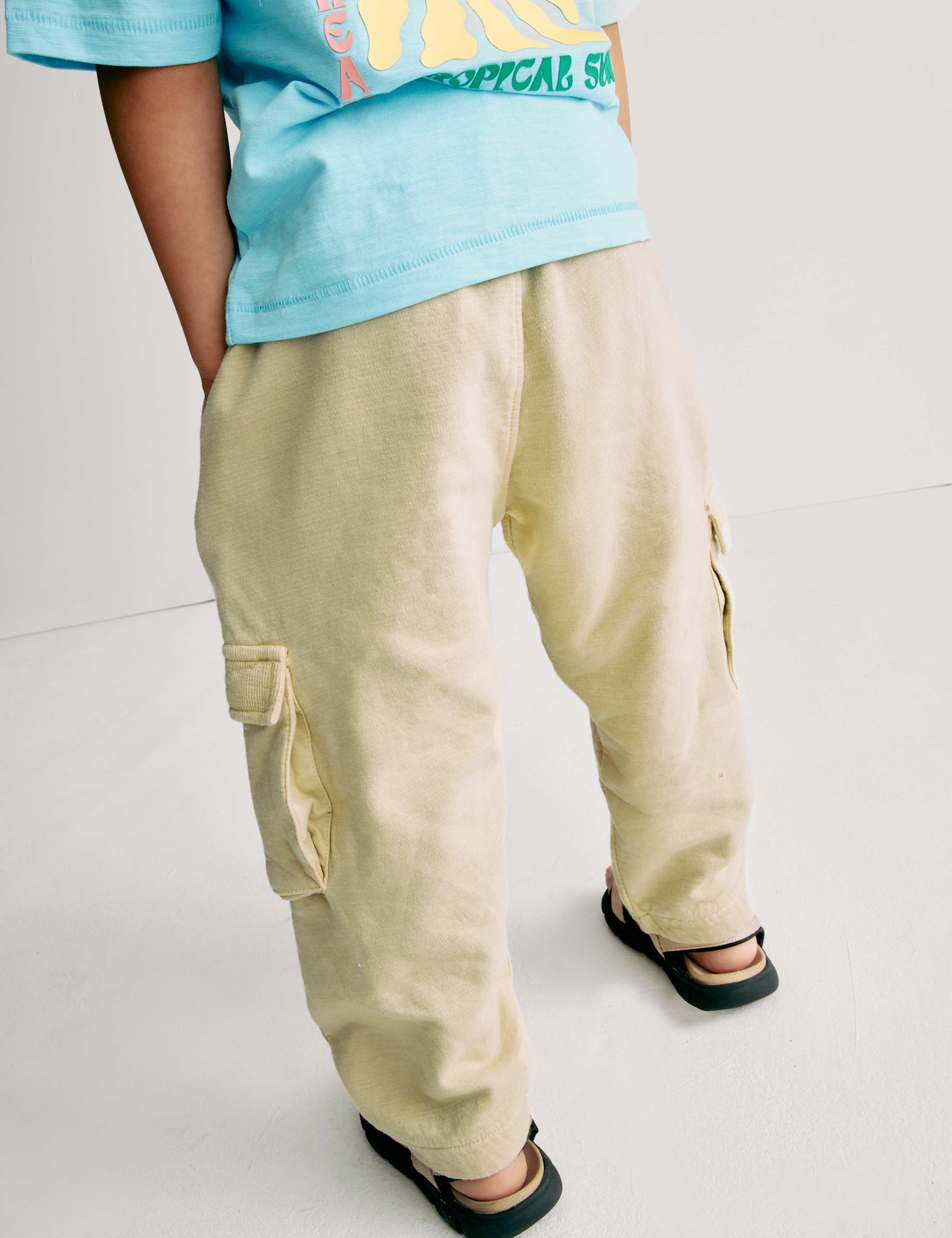 Pure Cotton Textured Cargo Trousers (2-8 Yrs)