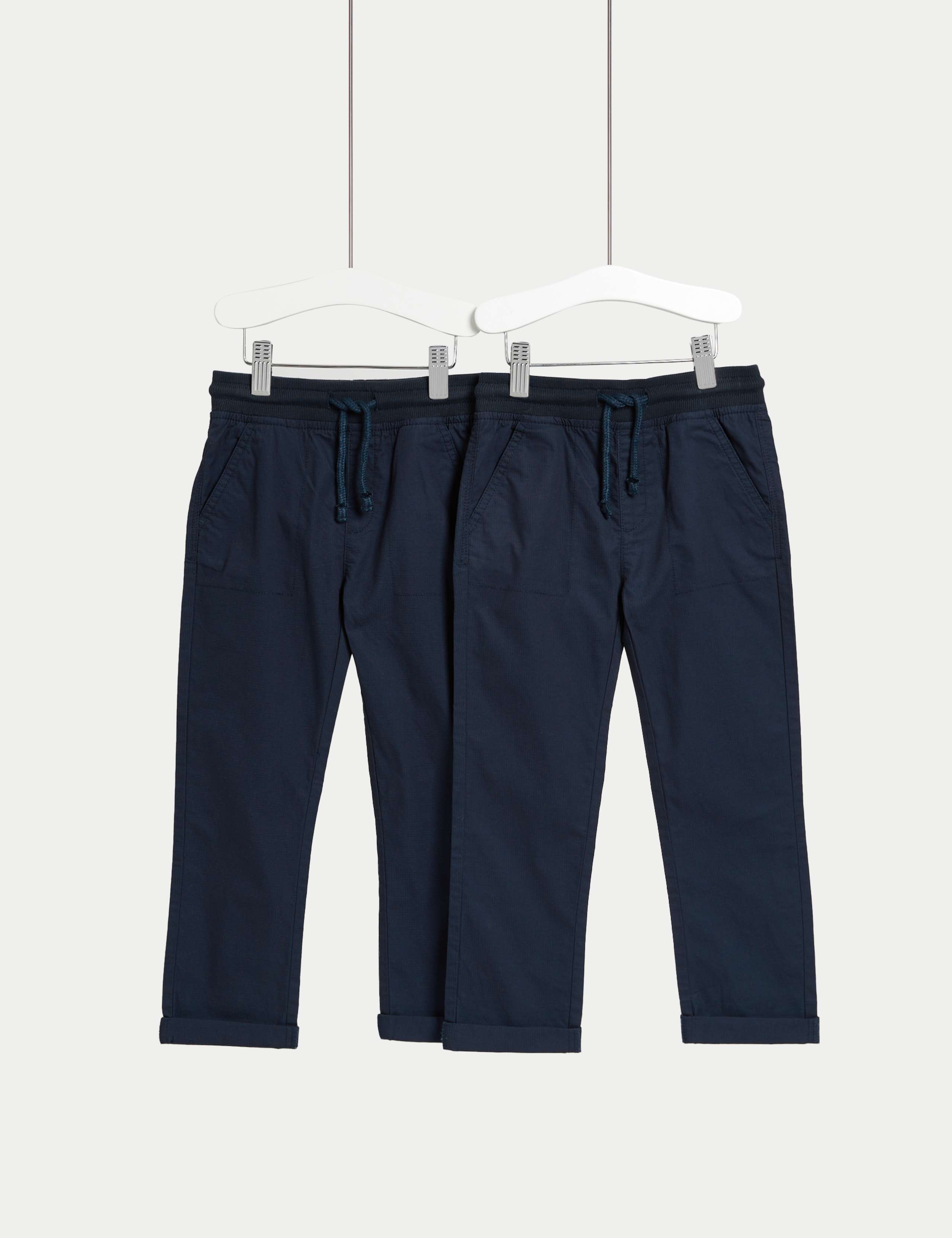 2pk Pure Cotton Ripstop Trousers (2-8 Yrs)
