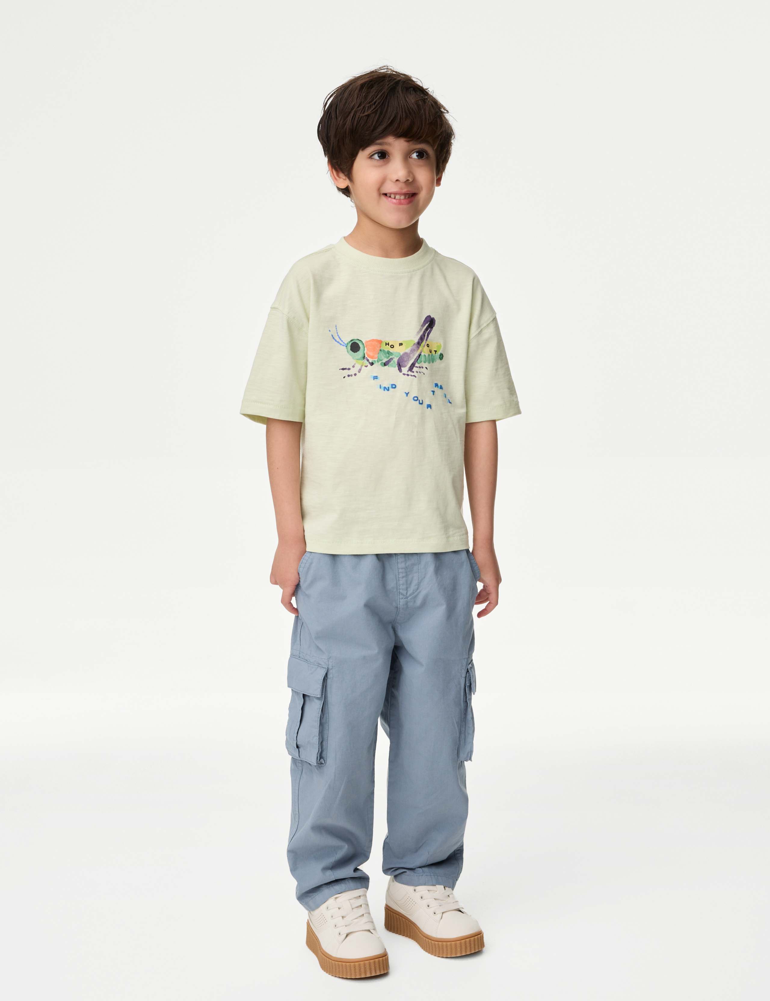 Pure Cotton Ripstop Cargo Trousers (2-8 Yrs)