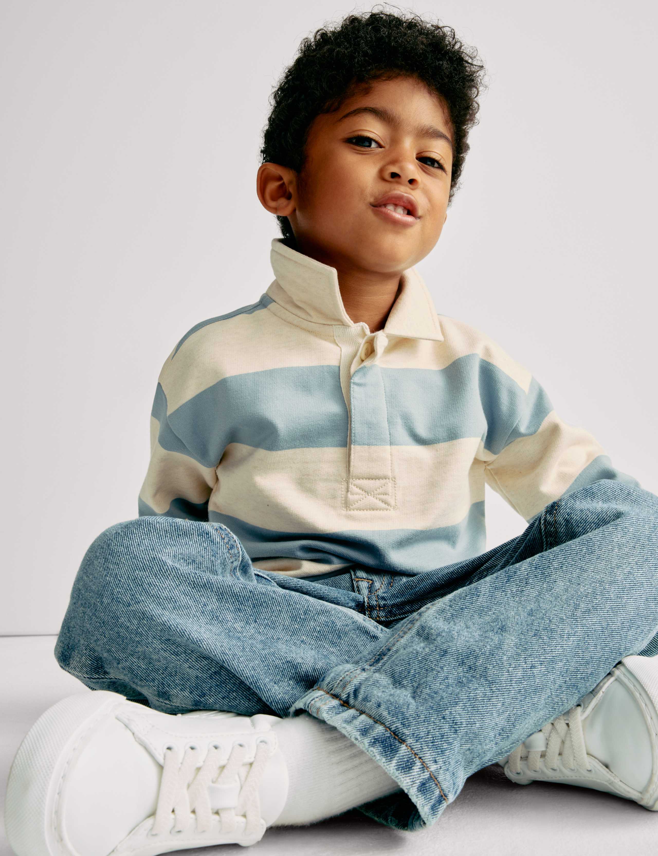 Pure Cotton Striped Rugby Shirt (2-8 Yrs)