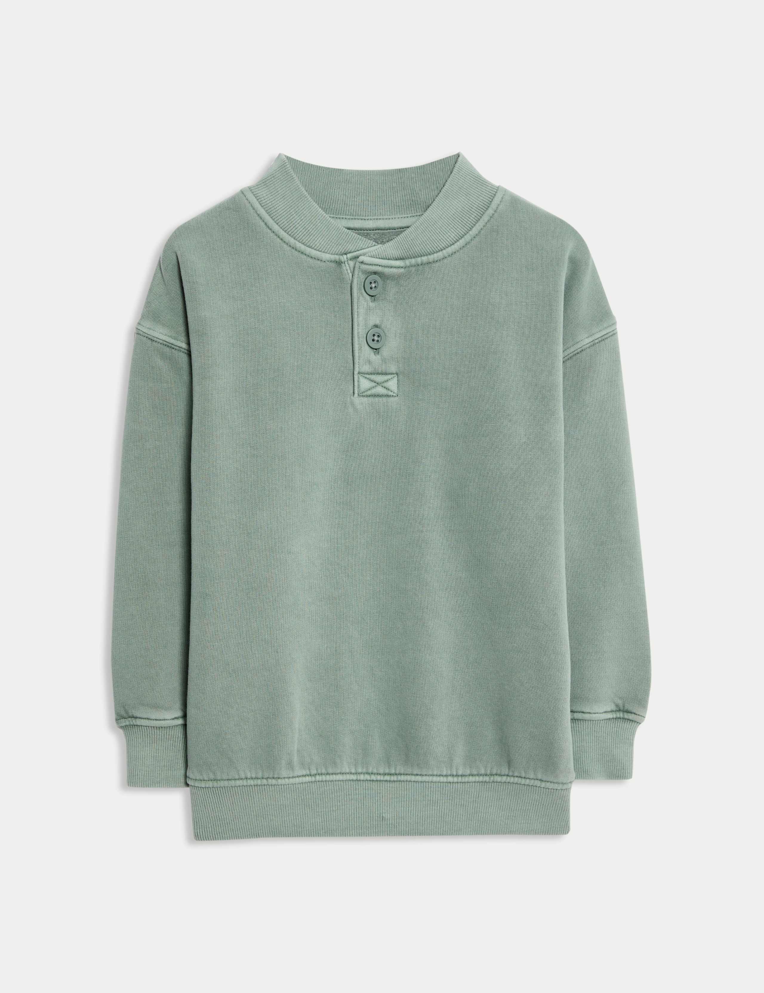 Cotton Rich Button Sweatshirt (2-8 Yrs)