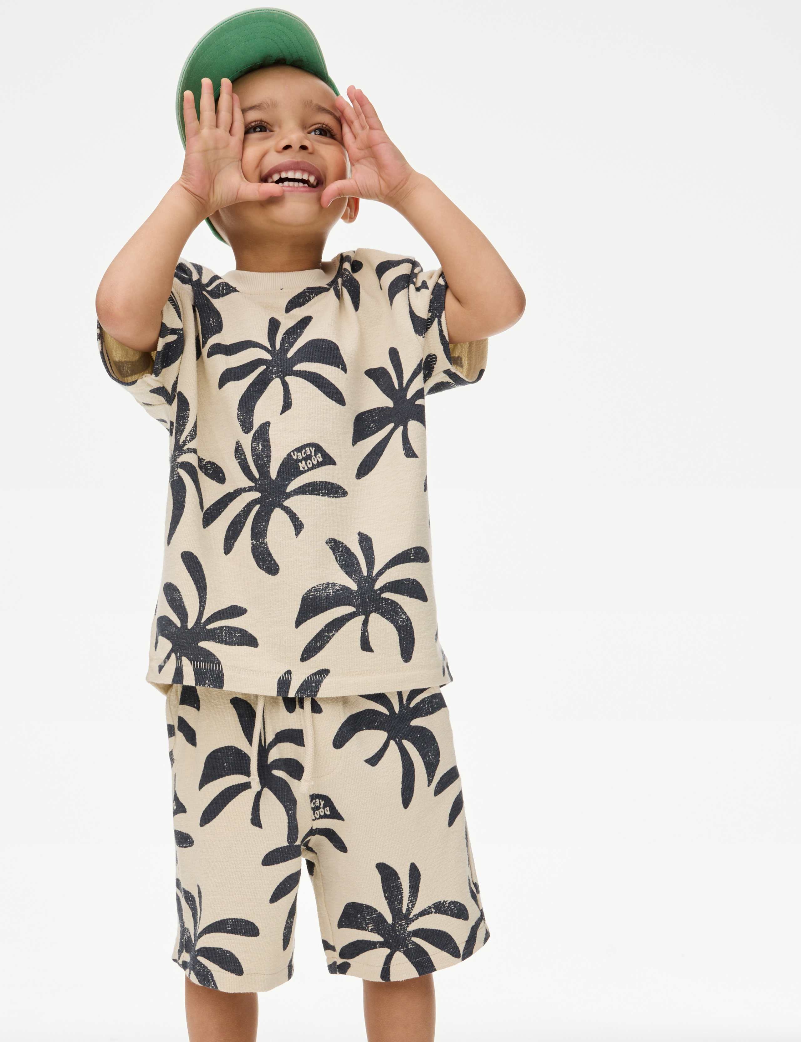 2pc Pure Cotton Palm T-shirt and Shorts Set (2-8 Yrs)