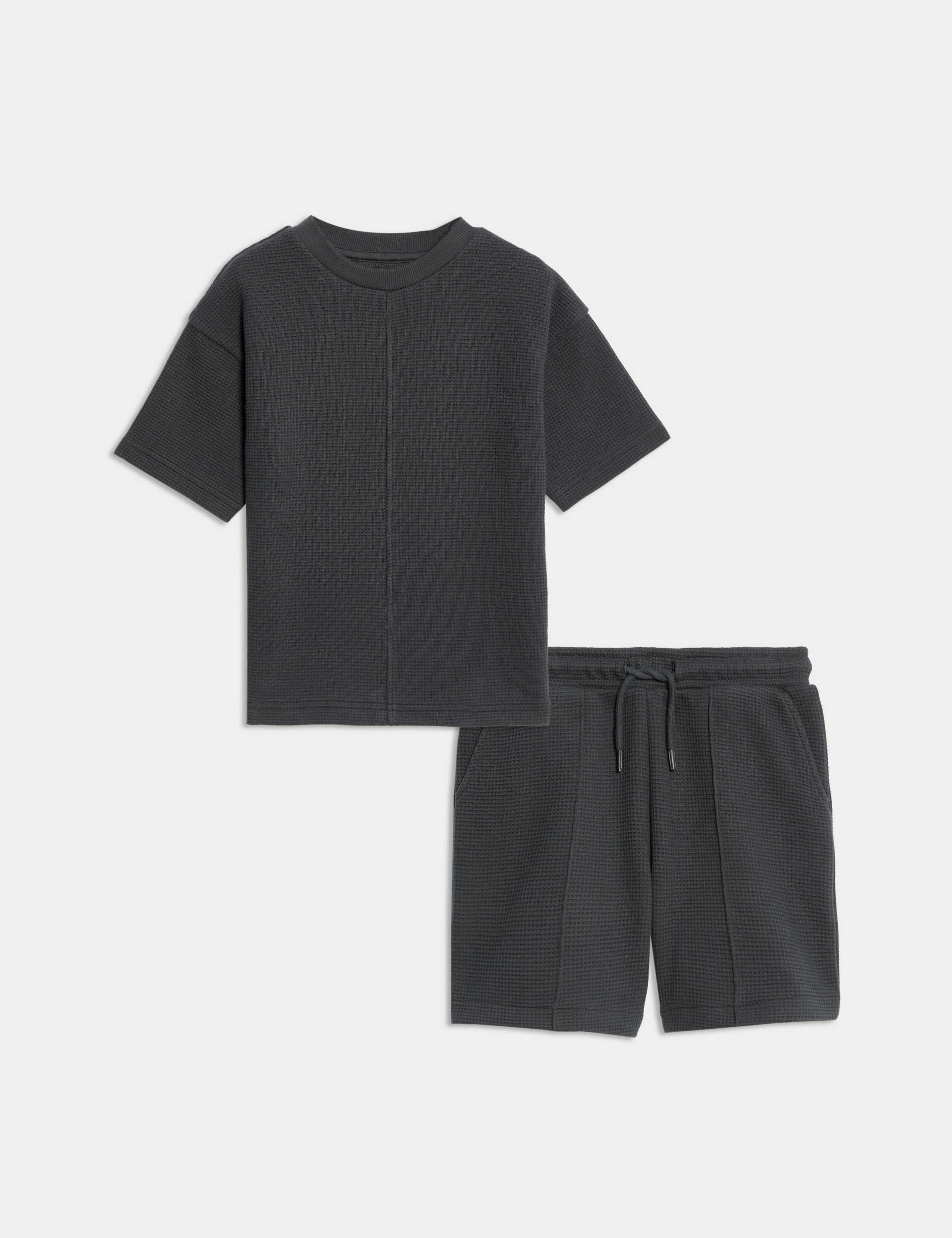 Pure Cotton Waffle T-Shirt and Shorts Set (2-8 Yrs)