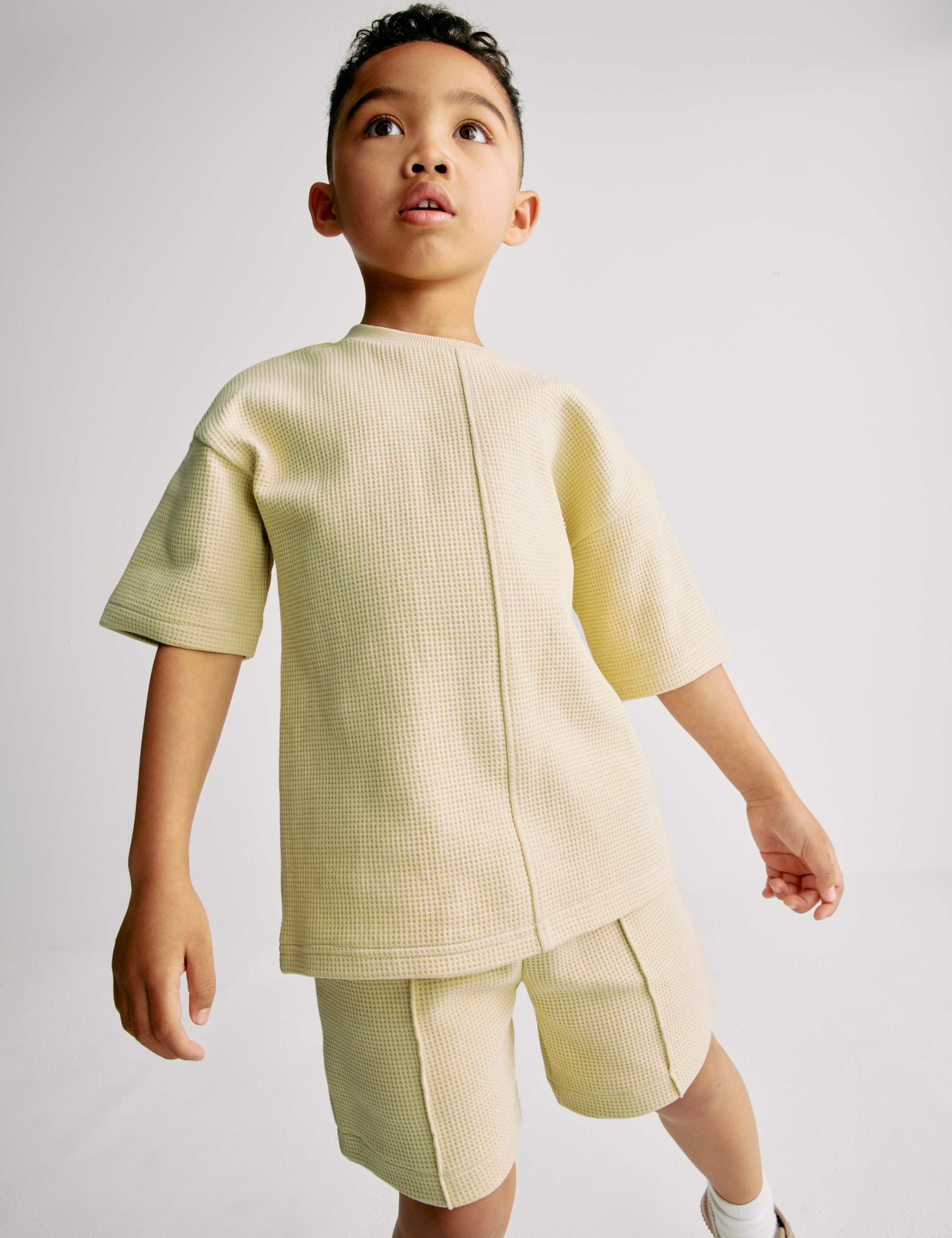 Pure Cotton Waffle T-Shirt and Shorts Set (2-8 Yrs)