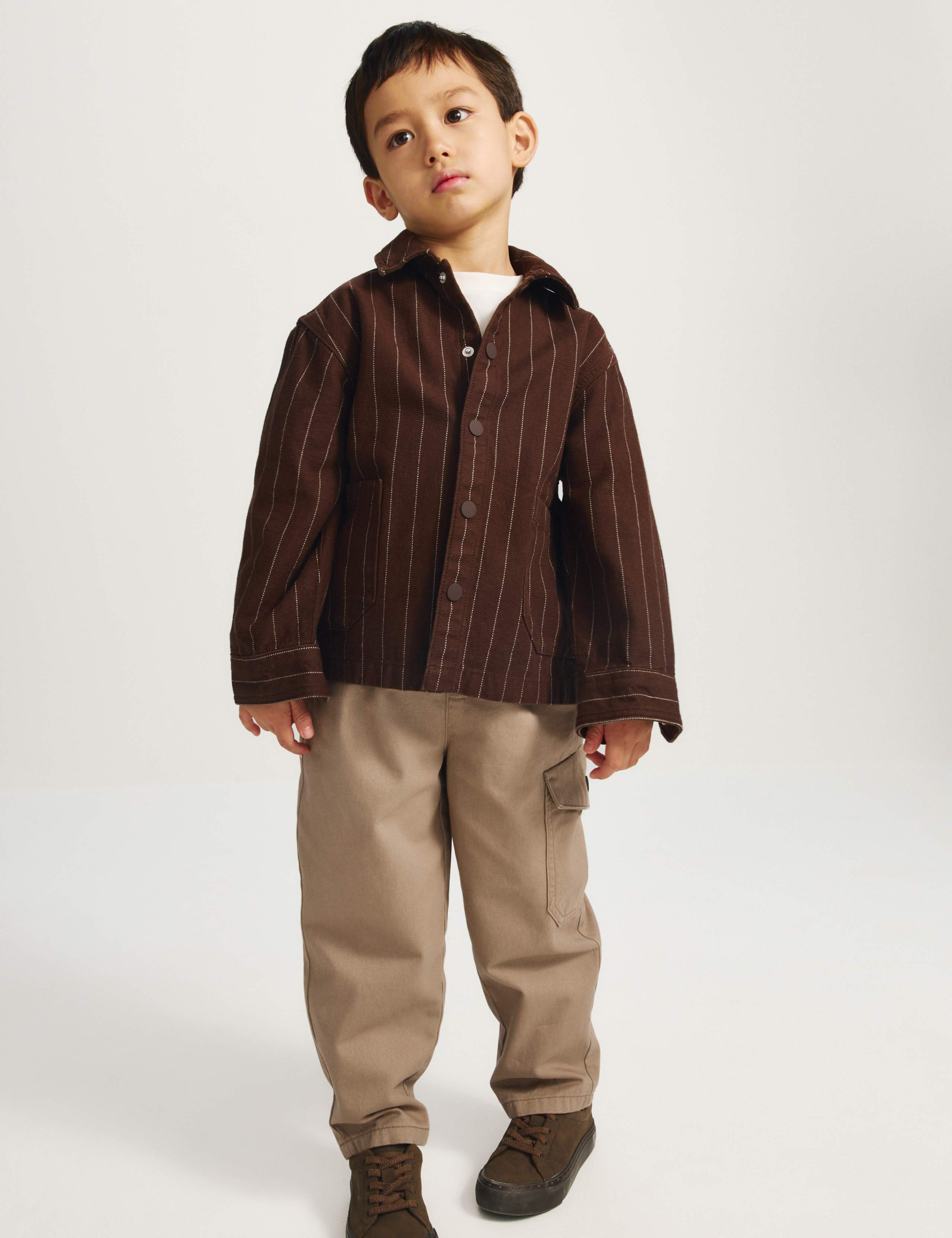 3 Piece Pure Cotton Striped Shacket Outfit (2-8 Yrs)