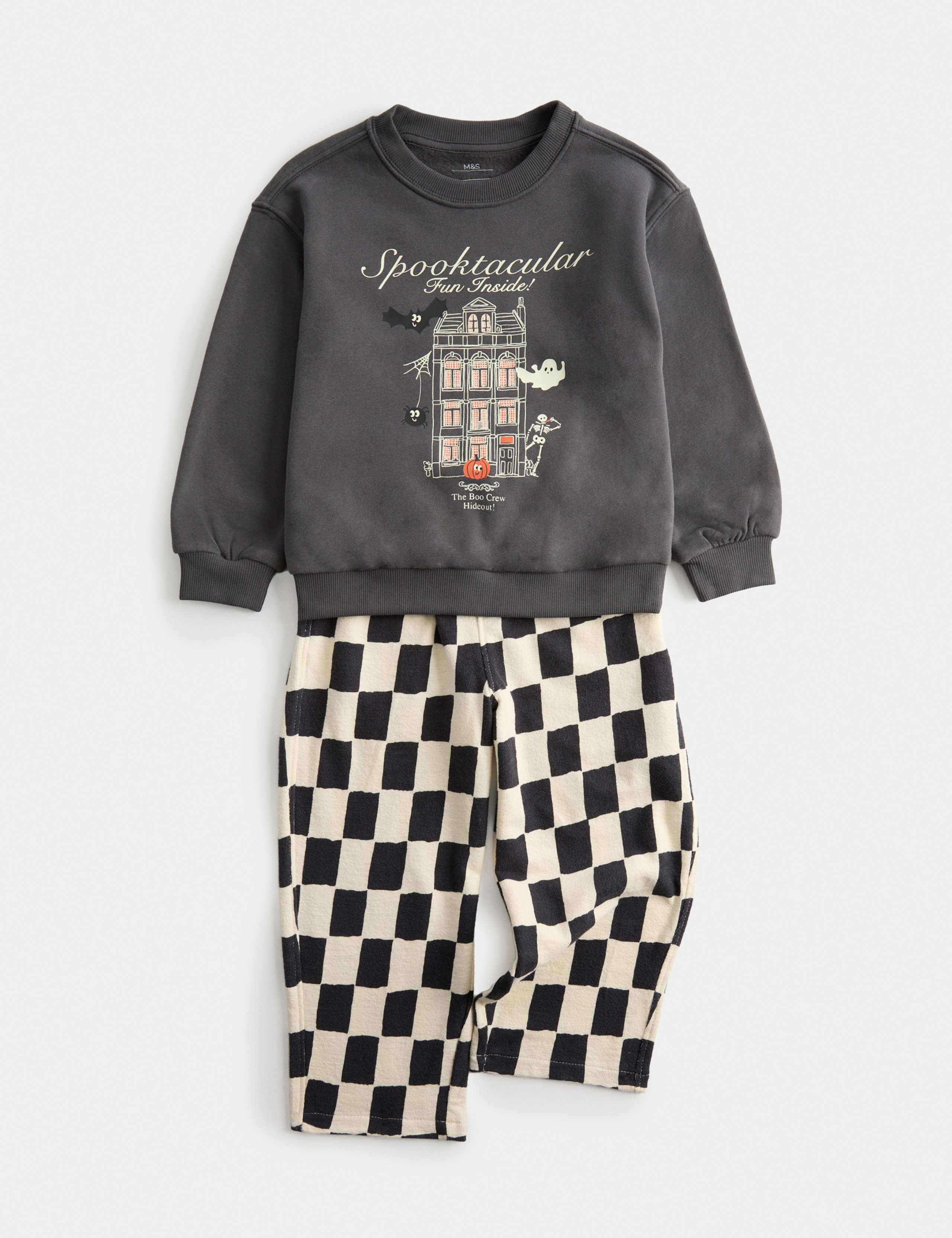 Cotton Rich Halloween Patterned Top & Bottom Outfit (2-8 Yrs)