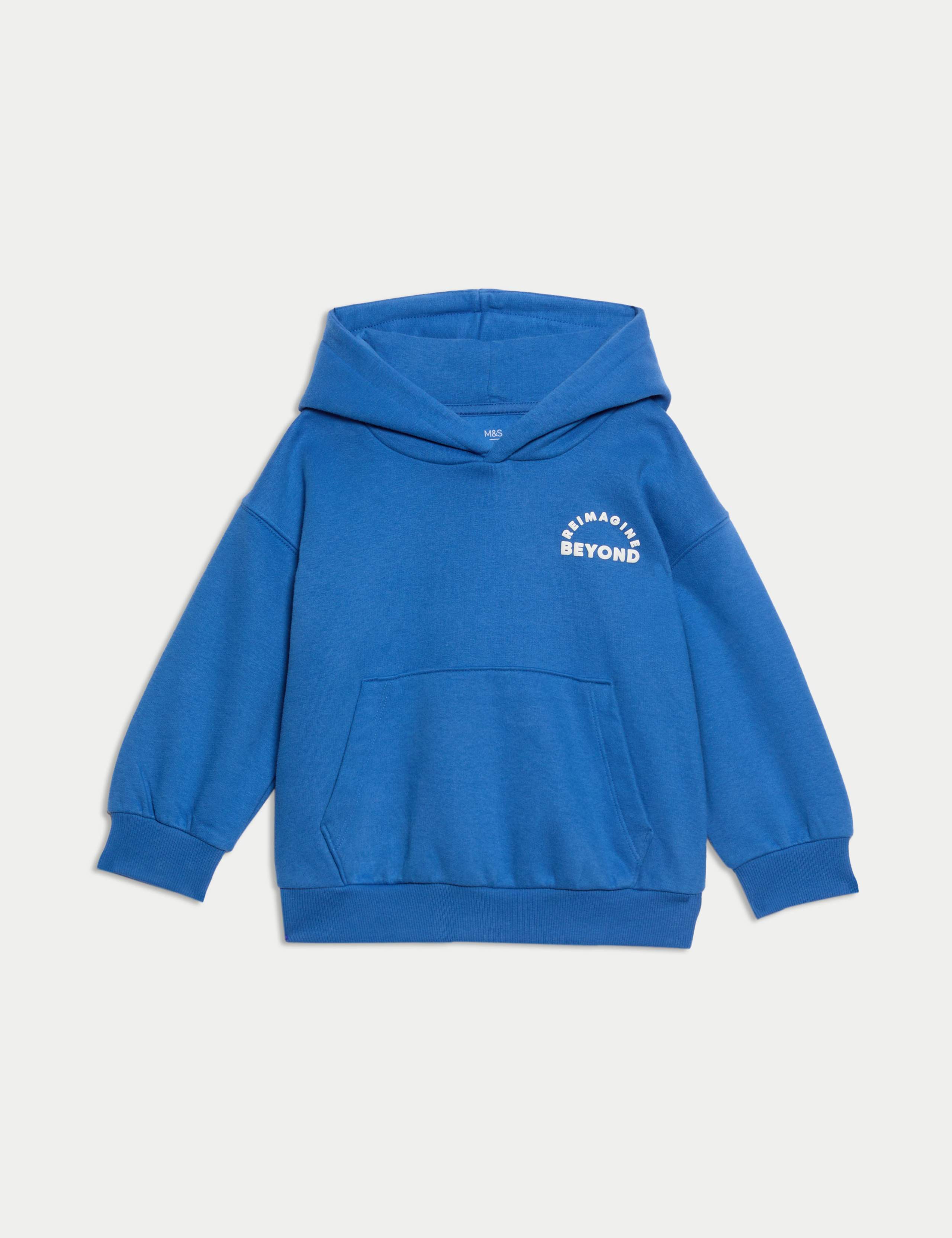 Cotton Rich Slogan Hoodie (2-8 Yrs)
