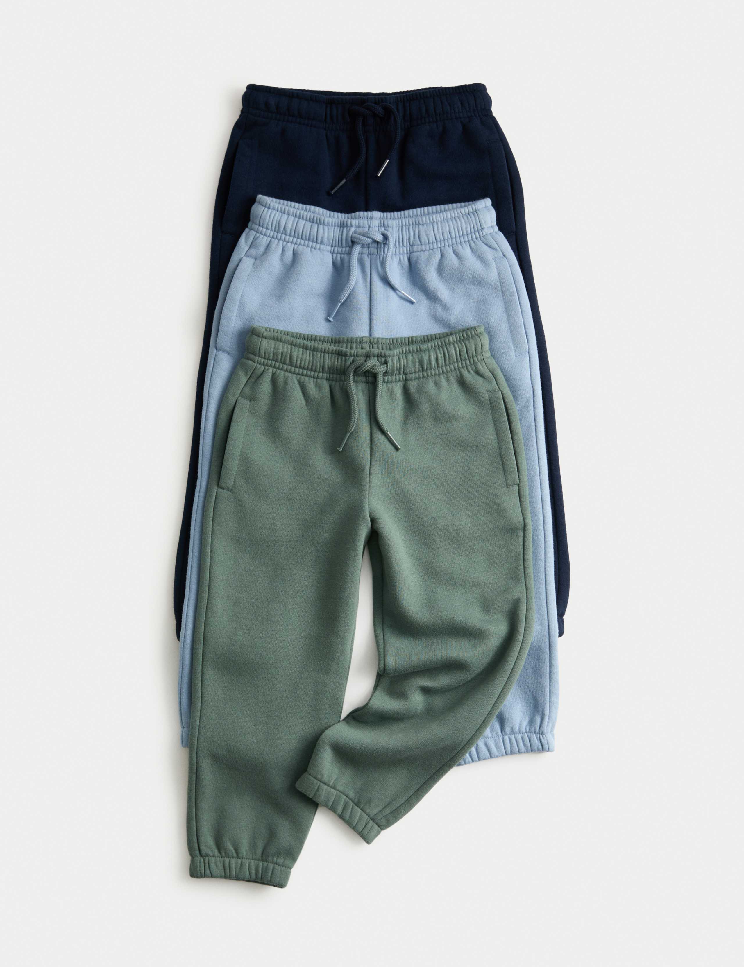 3pk Cotton Rich Plain Joggers (2-8 Yrs)