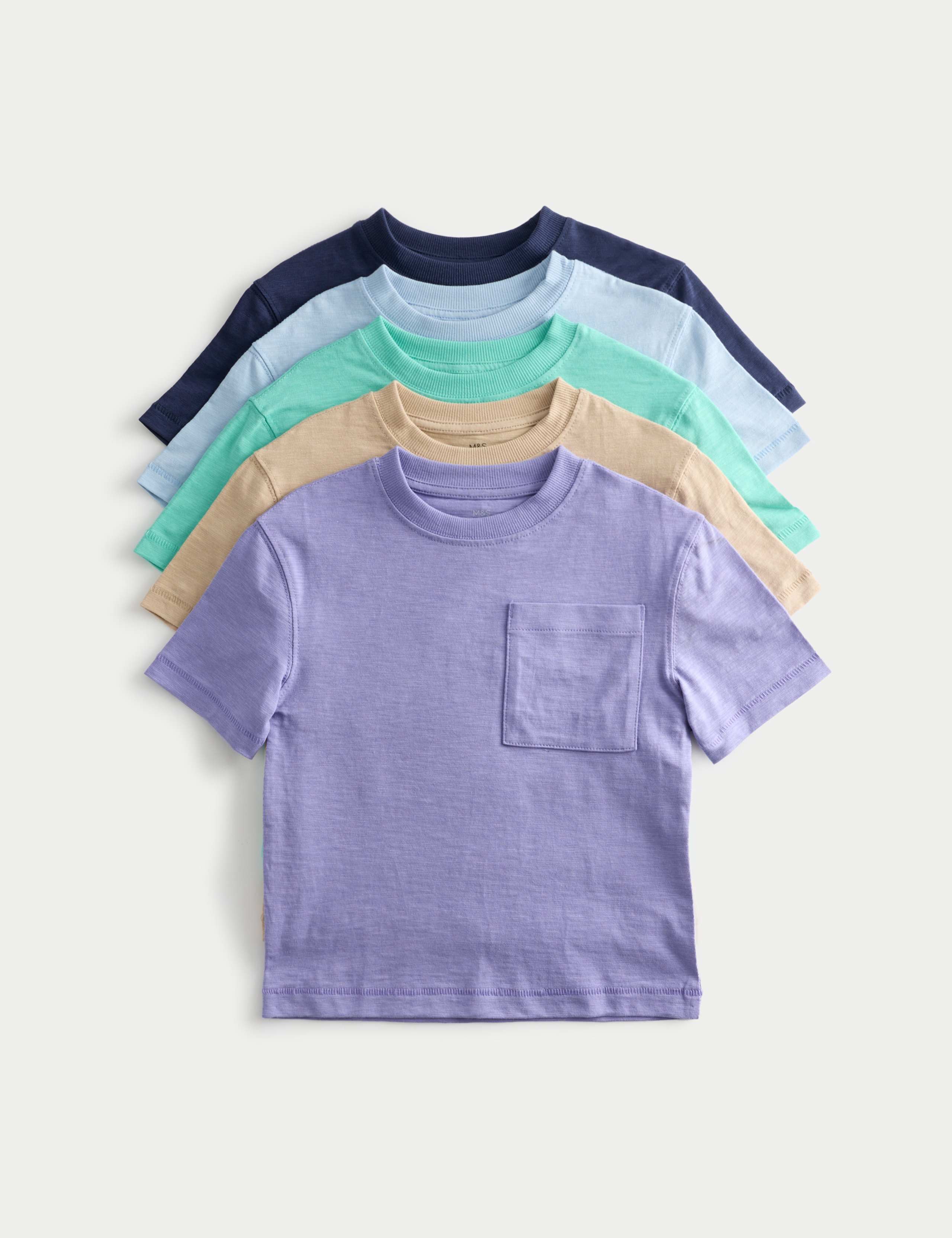 5 Pack Pure Cotton Short Sleeve T-Shirts (2-8 Yrs)