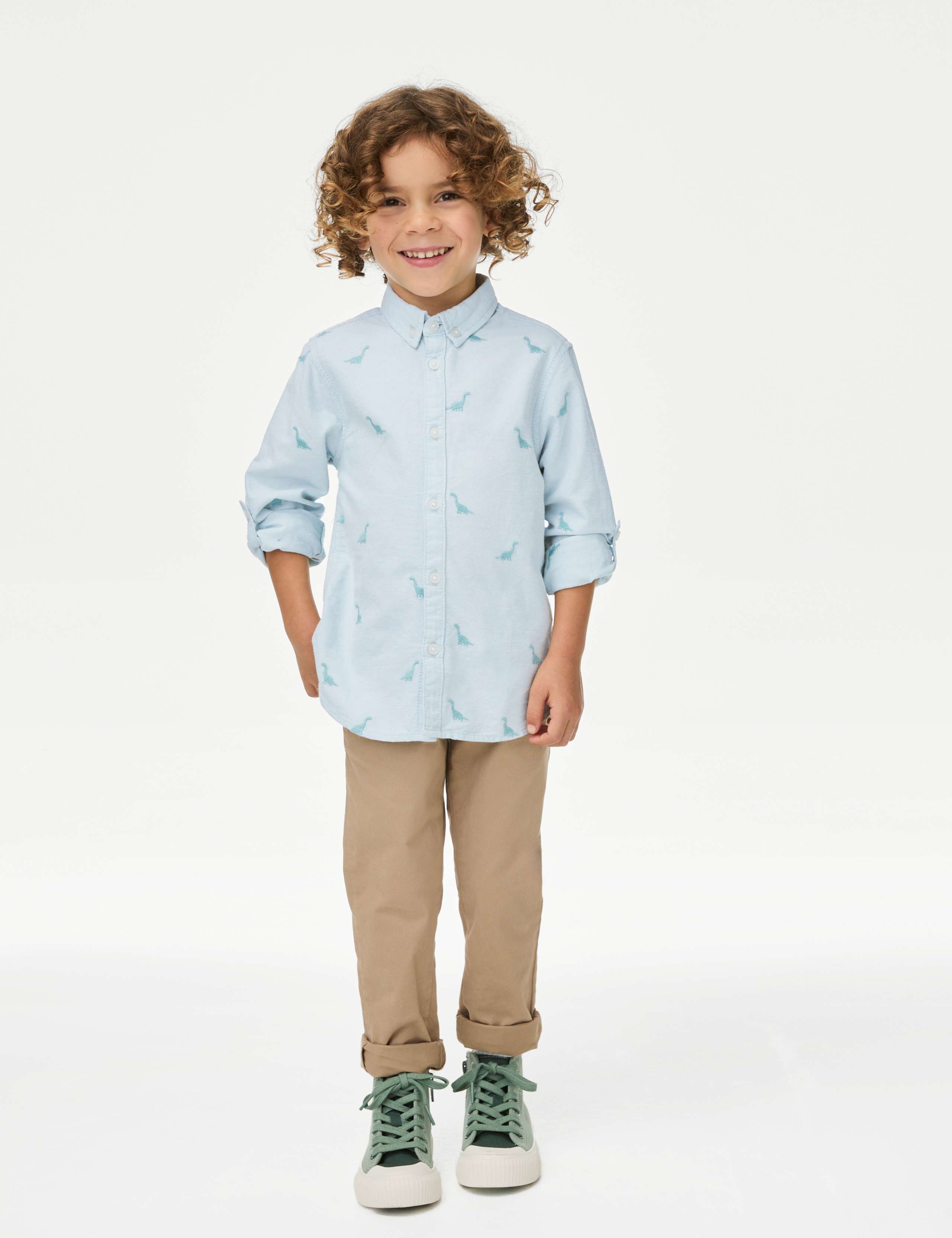 Pure Cotton Dinosaur Embroidered Oxford Shirt (1-8 Yrs)